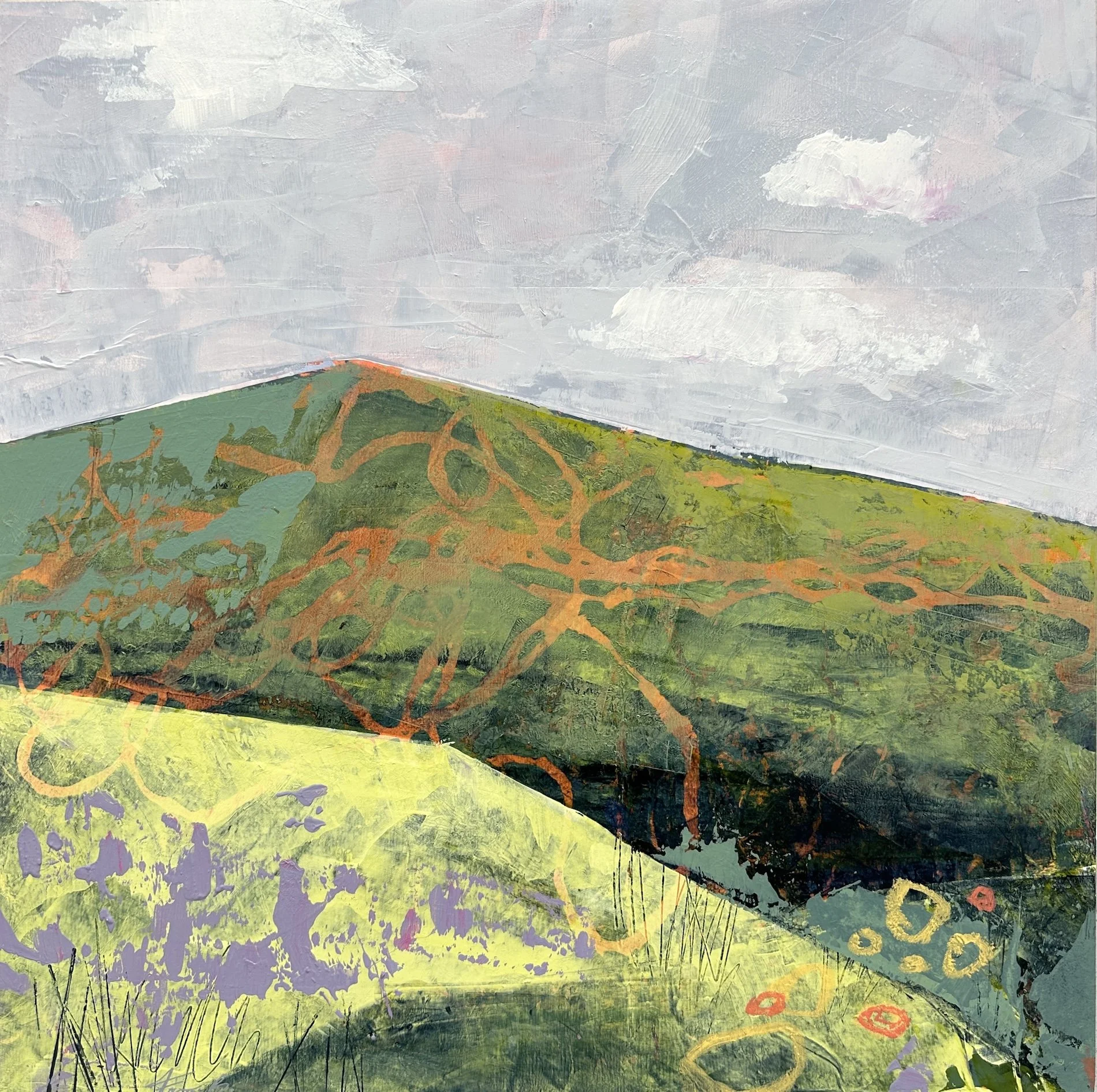 PRIMAVERA
18x18 in.

acrylic and collage on panel, framed
