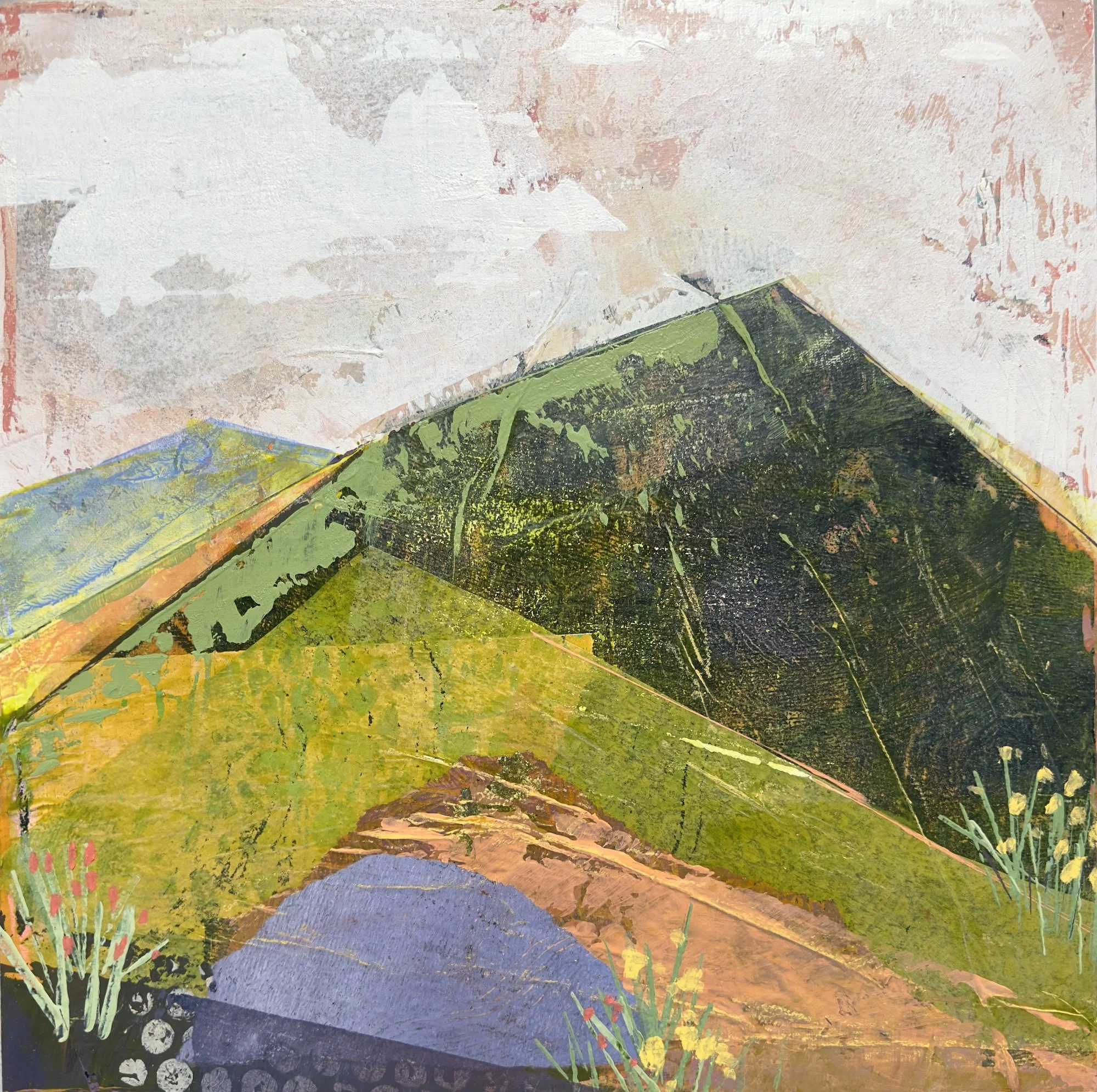ADELE'S AFTERNOON
Acrylic & collage on wood, frame in maple
12x12"  SOLD