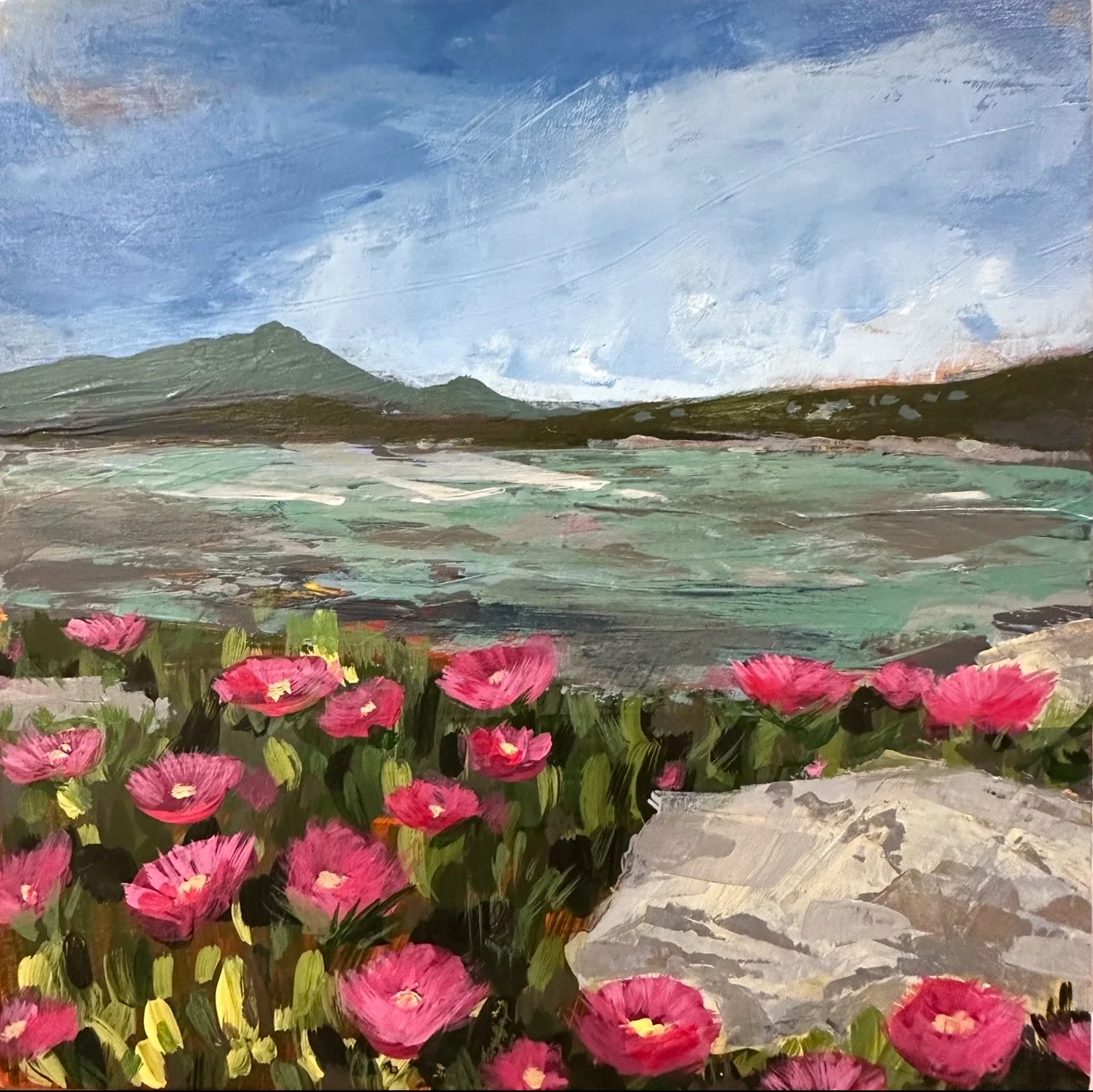 BAY BLOOMS
6x6 in.

Acrylic on panel, framed in maple 