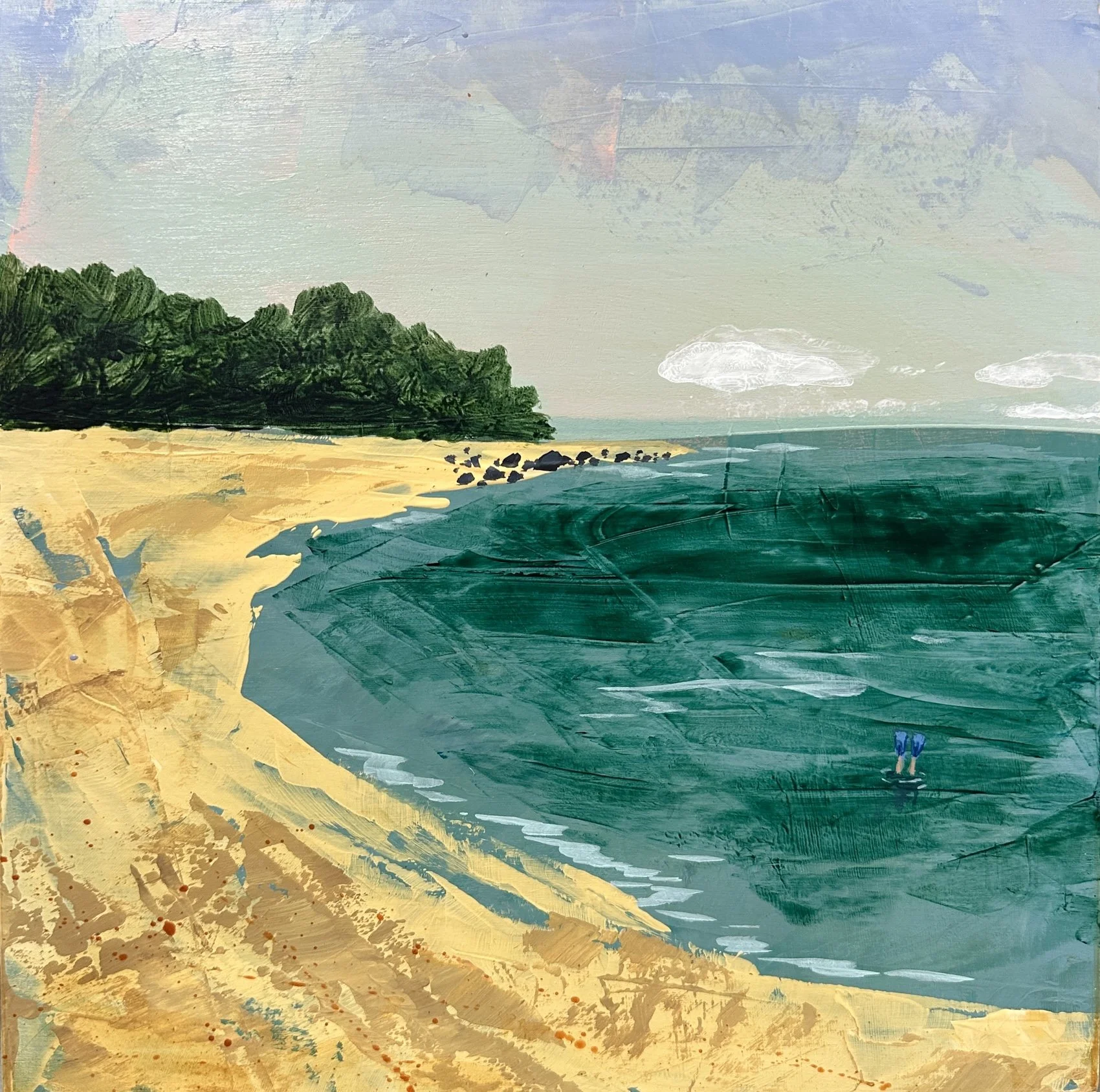 THE DIVER
10 x 10 x 1.5 in.

acrylic on panel, painting continues on sides
