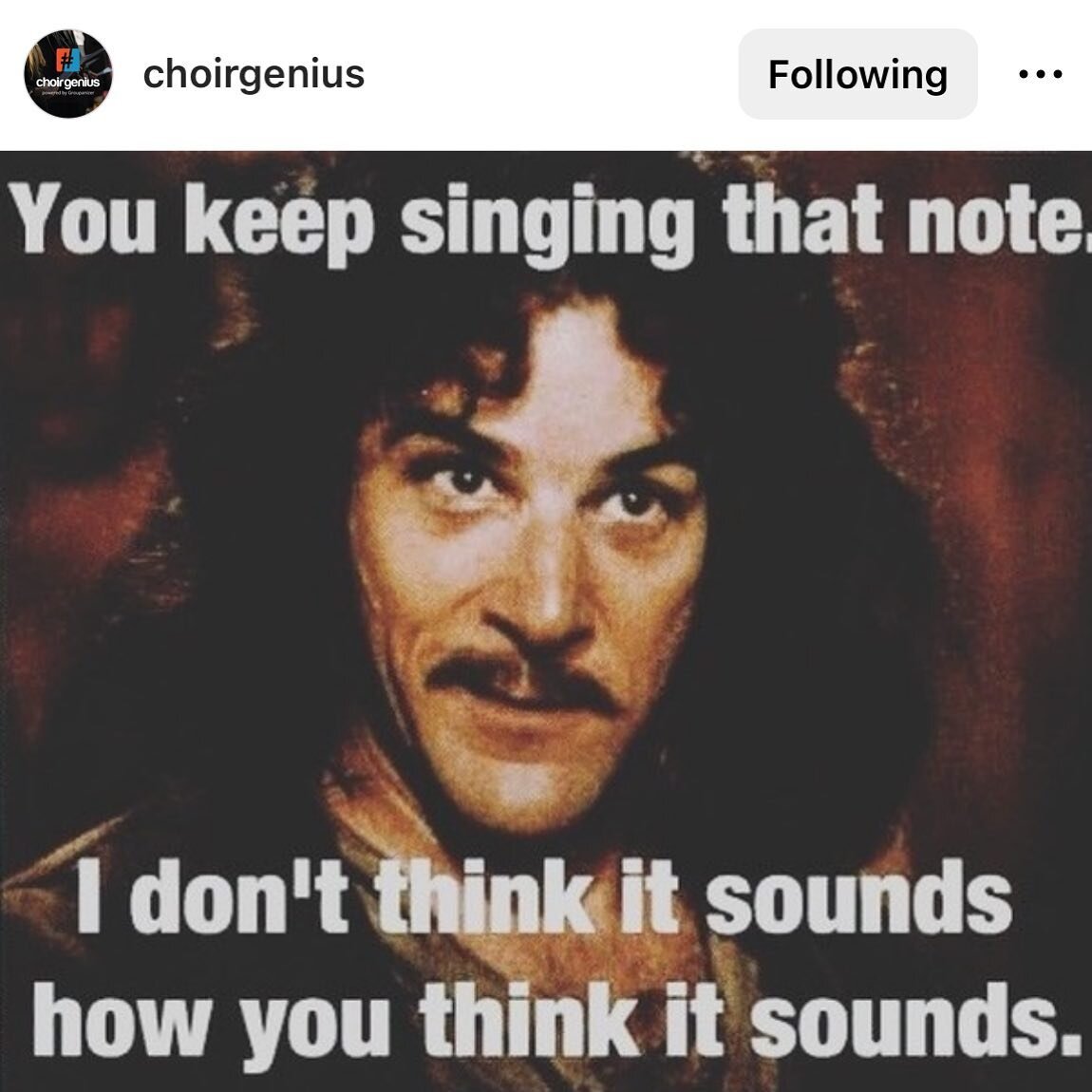 Thanking @choirgenius for this midweek chuckle. 😂 Remember, if your singer would benefit from a season of vocal training and choral experience, auditions are next week. Contact us now!