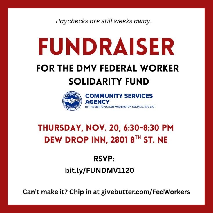 Fundraiser for the DMV Federal Worker Solidarity Fund