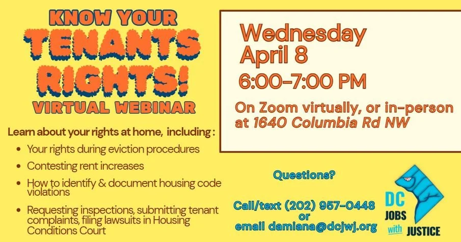 Know Your Tenant Rights! Webinar by DC Jobs With Justice
