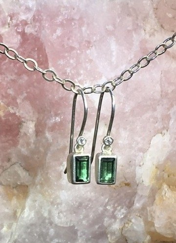 Diamond w Tourmaline in Silver 