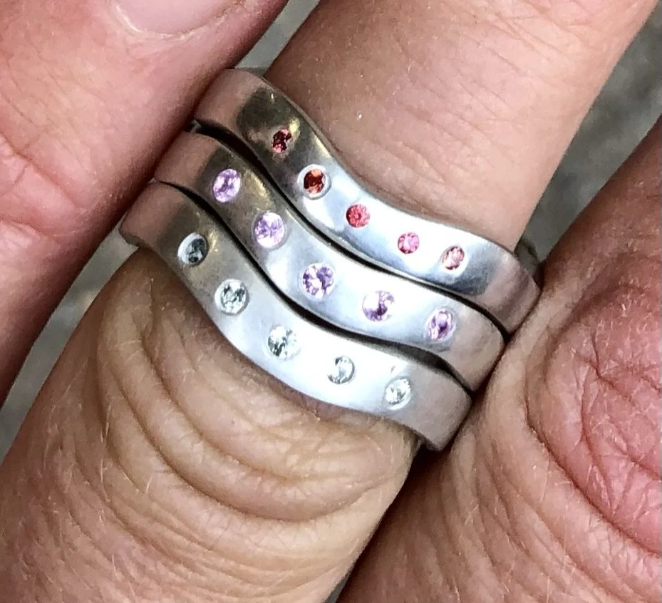 Stackable Wave Rings w Sapphires
