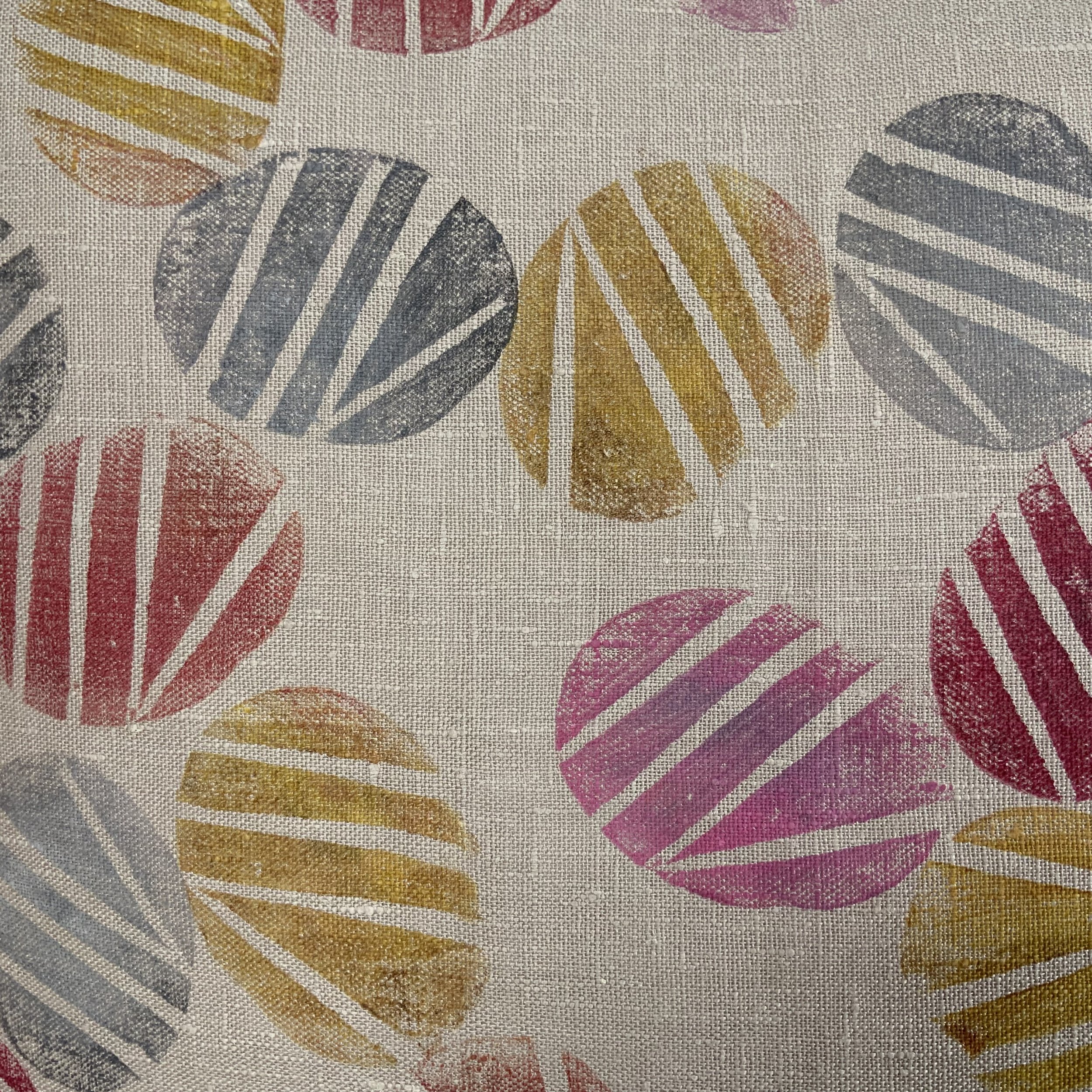 Sustainable and uniue hand-printed cushions in Devon with potatoes by Susie Honnor. Detail.