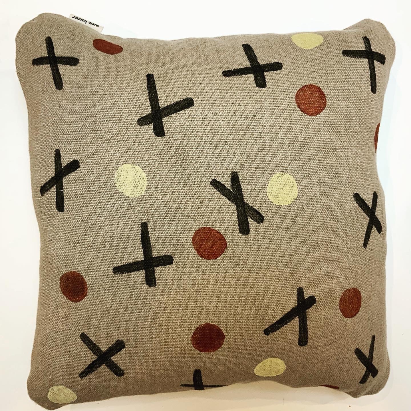 Hand-printed in Devon, with potatoes on 100% linen. Unique and sustainable