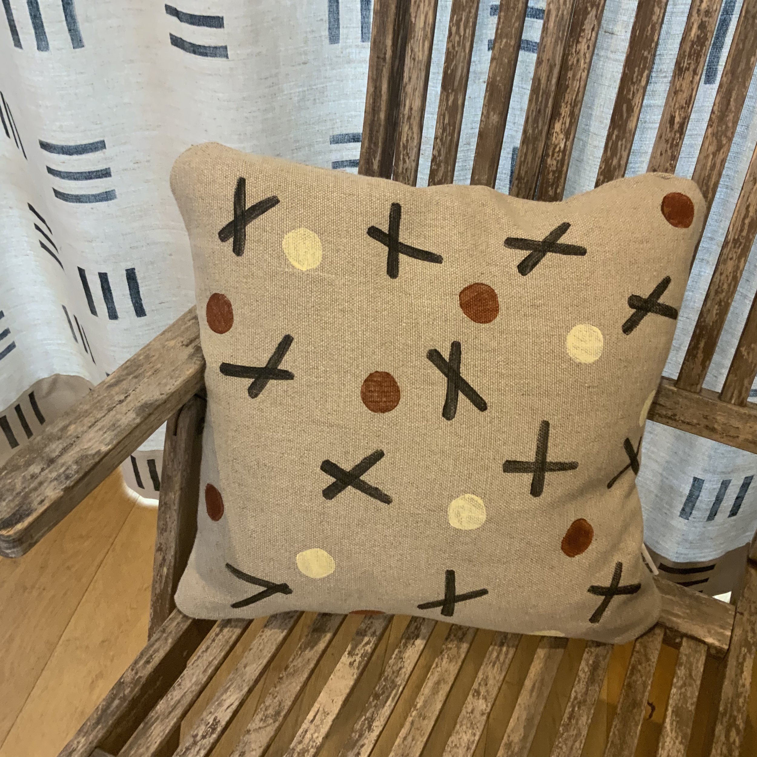 Hand-printed in Devon, with potatoes on 100% linen. Unique and sustainable