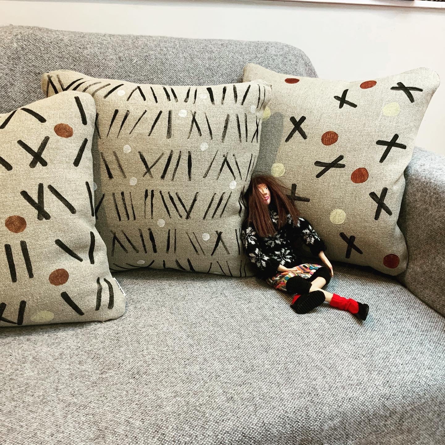 Hand-printed in Devon, with potatoes on 100% linen. Unique and sustainable