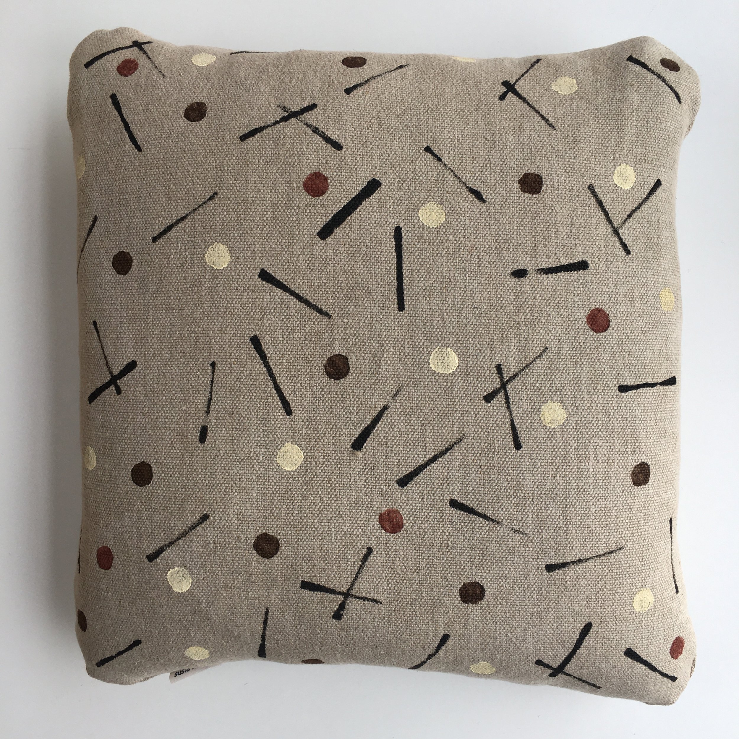 Hand printed cushions in Devon using sustainable inks and potatoes