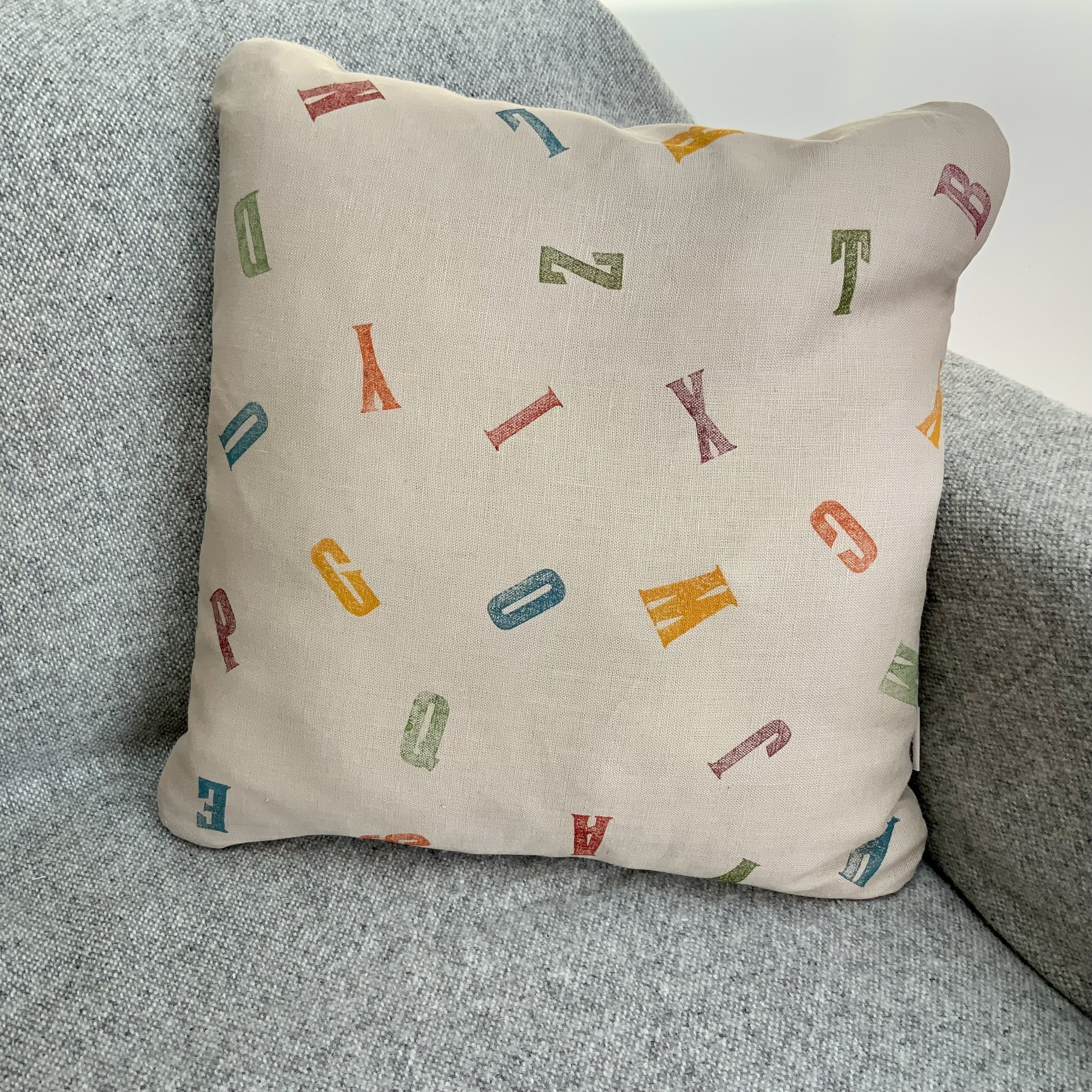 Hand printed cushions in Devon using sustainable inks and potatoes