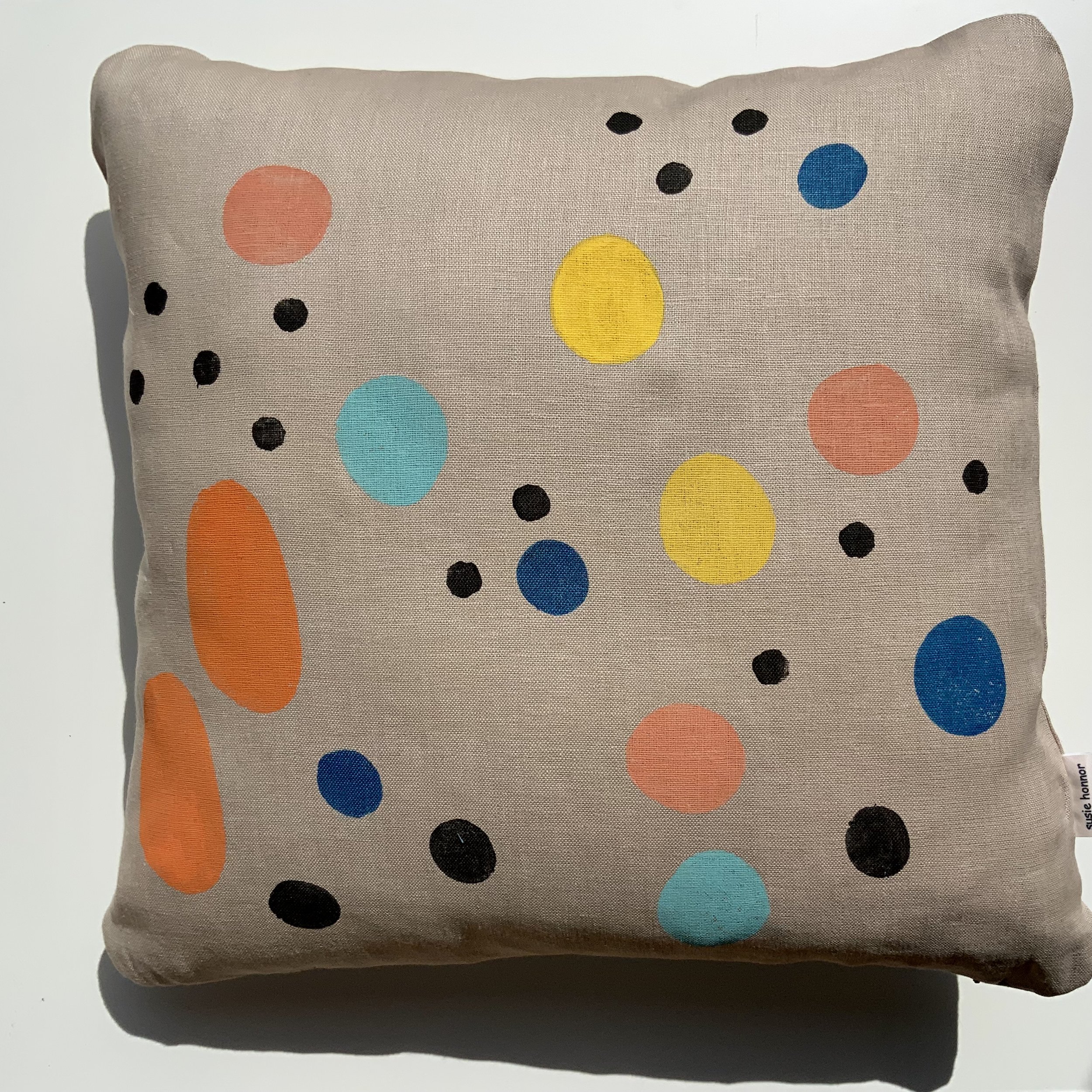 Hand printed cushions in Devon using sustainable inks and potatoes