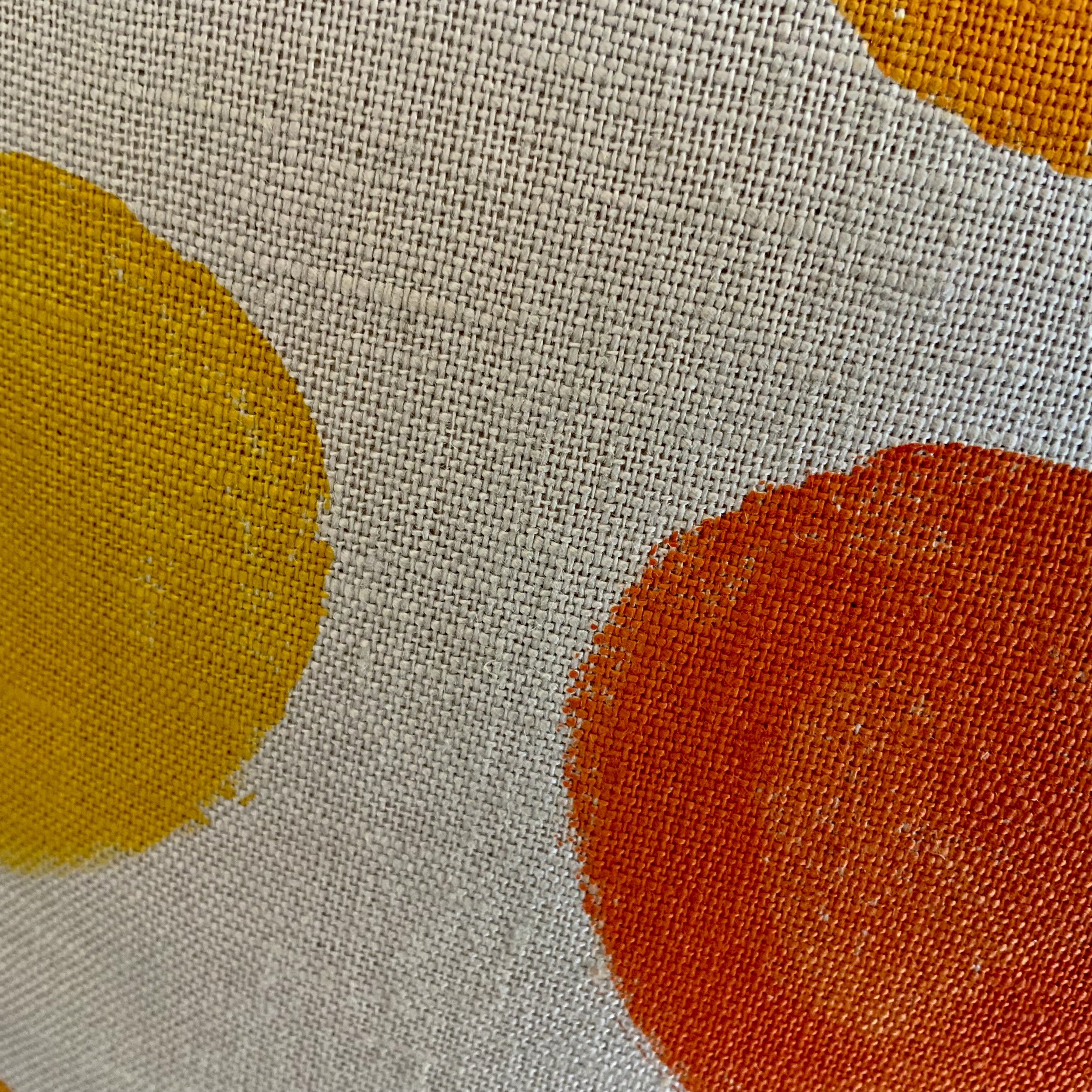 Hand printed cushions in Devon using sustainable inks and potatoes