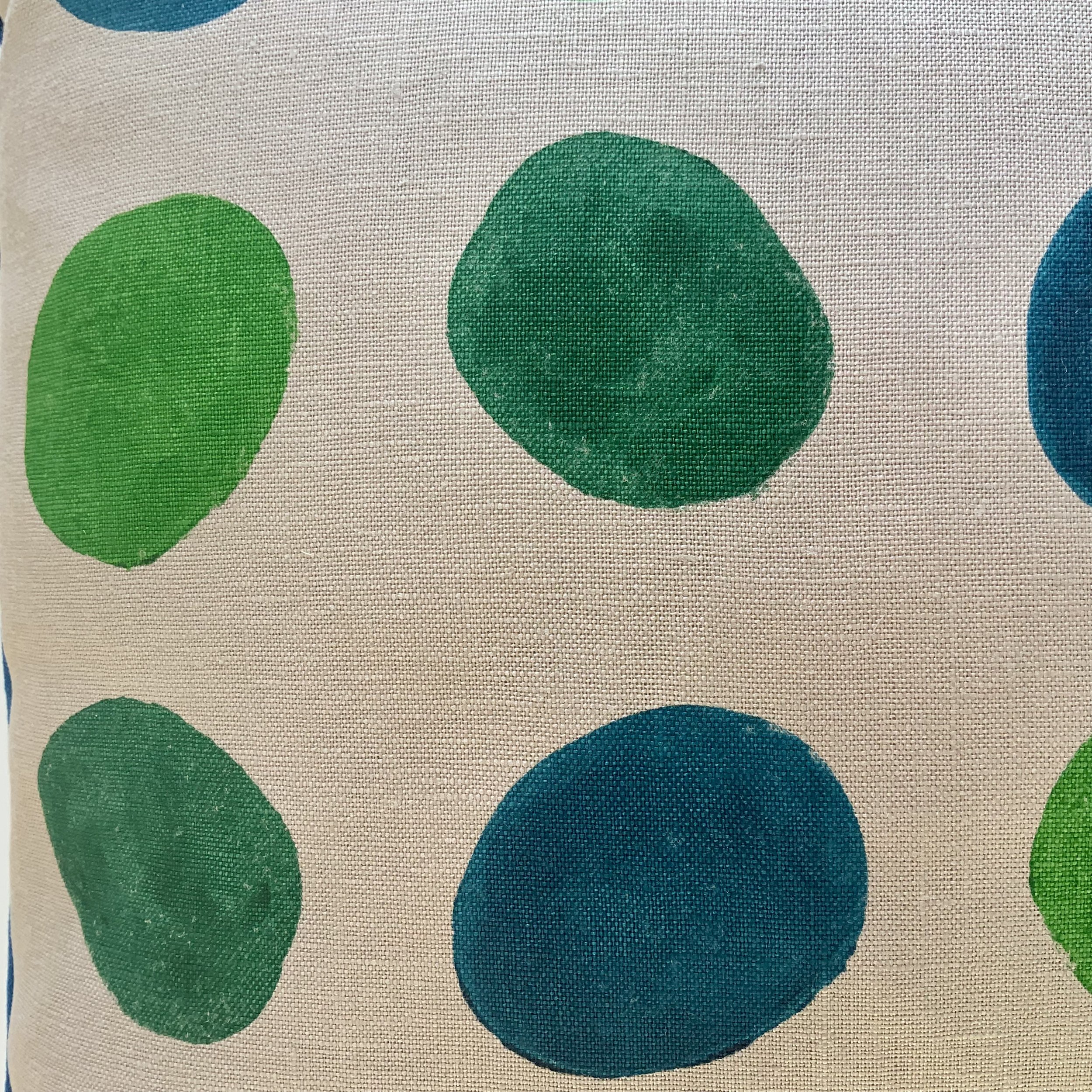 Hand printed cushions in Devon using sustainable inks and potatoes