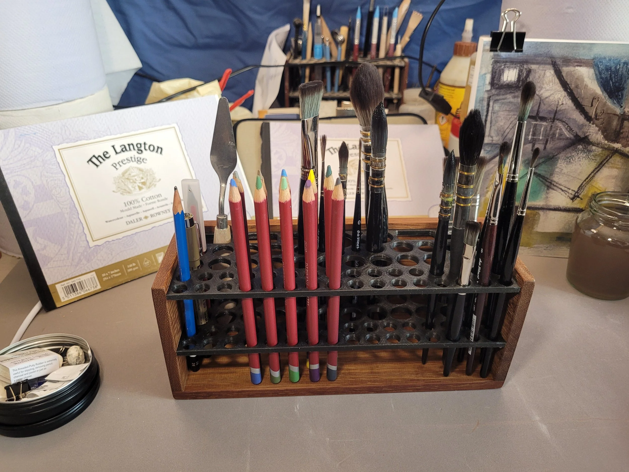 Brush/Tool Organizer - Slots Available in 4 Sizes - For Artists, Potters, Makers and Makeup Artists - Holds up to 84 Brushes (Copy)