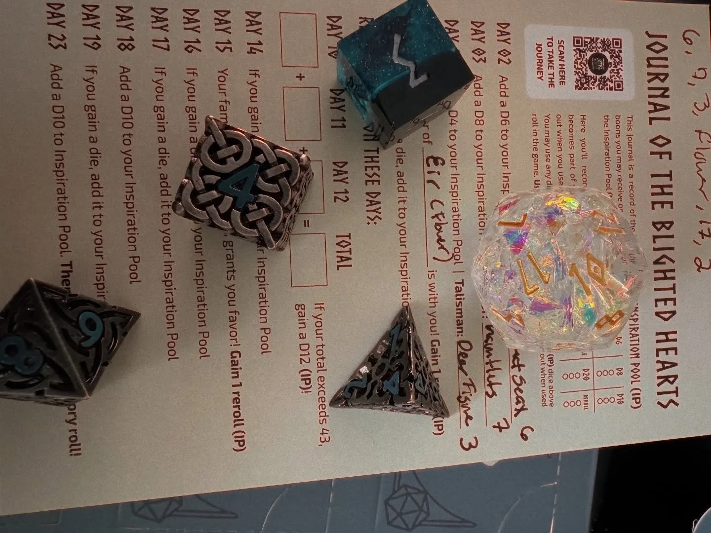 Doing the @emberglowgaming Advent calendar and the dice are all so pretty so far and it&rsquo;s SO fun! One of my partners and I are doing it together and it&rsquo;s such a joy to open each morning/night and follow the prompts online and along with t