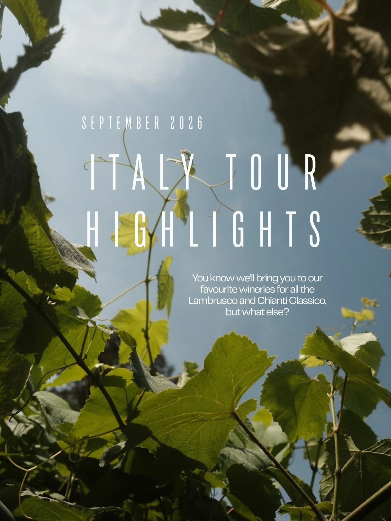 Our Italian wine tour still has a couple of spots, but we&rsquo;re coming close to last call for registration! 🇮🇹 From September 27th to October 3rd, 2026, join us for this once in a lifetime all inclusive tour! 🍷

Includes:
☞ All breakfasts, lunc