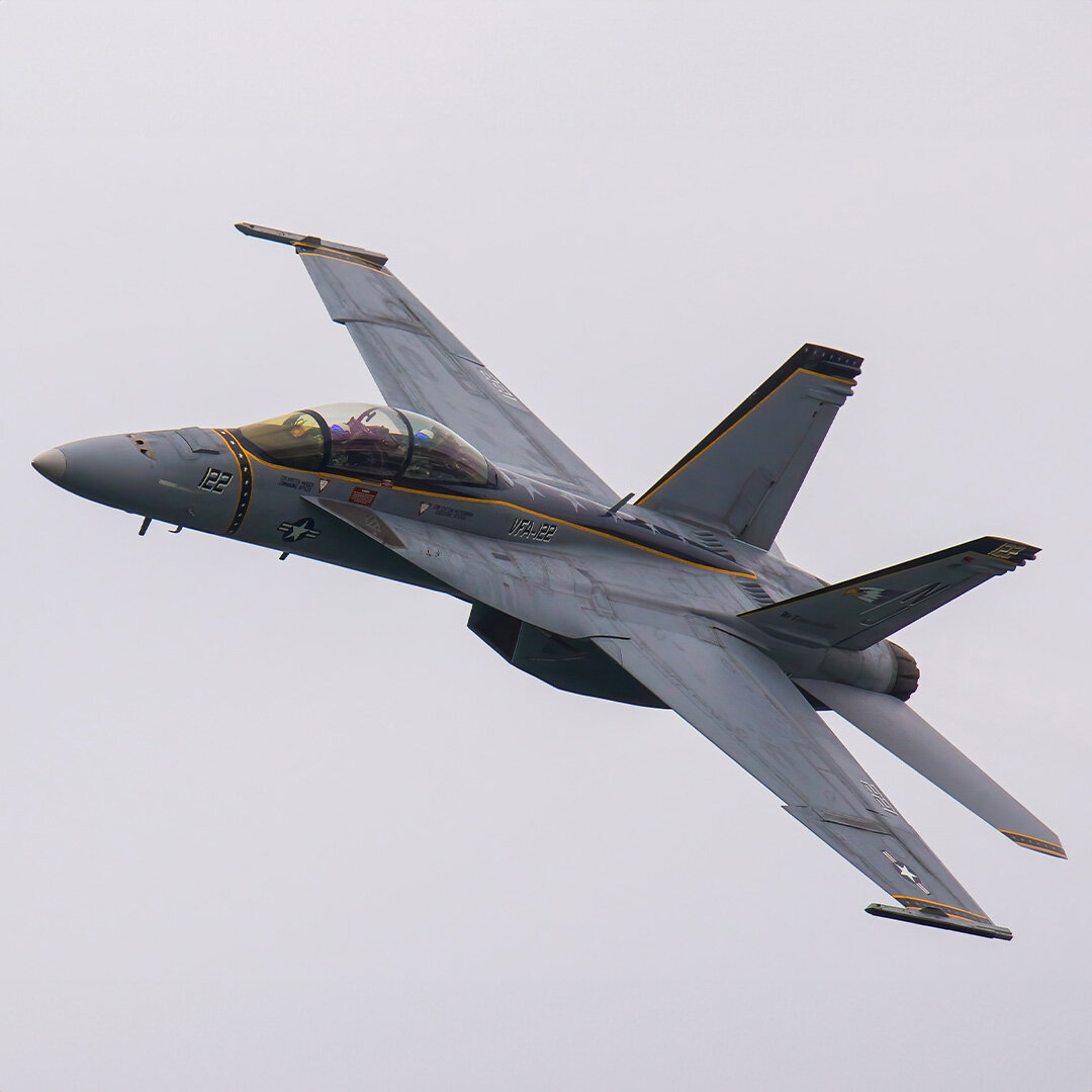 You may or may not have guessed it on yesterday's post, but here it is - the F-18 Super Hornet! ✈️😎

The Super Hornet's wing span is only 45 feet (14m) but what it lacks in wingspan, it makes up for in a top speed of 1,190mph (1,915km/h). 👀