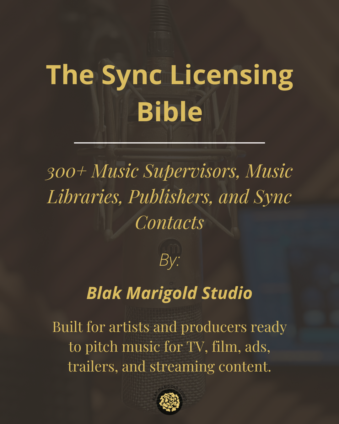 Sync Licensing Bible digital directory with 300 plus music supervisors, libraries, publishers, and sync contacts.