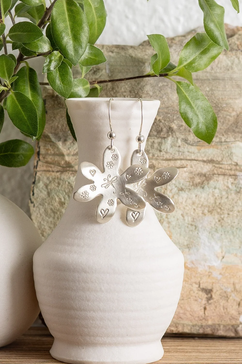 Satin Sterling Silver Dragonfly Bloom Earrings — LuBird & Co
