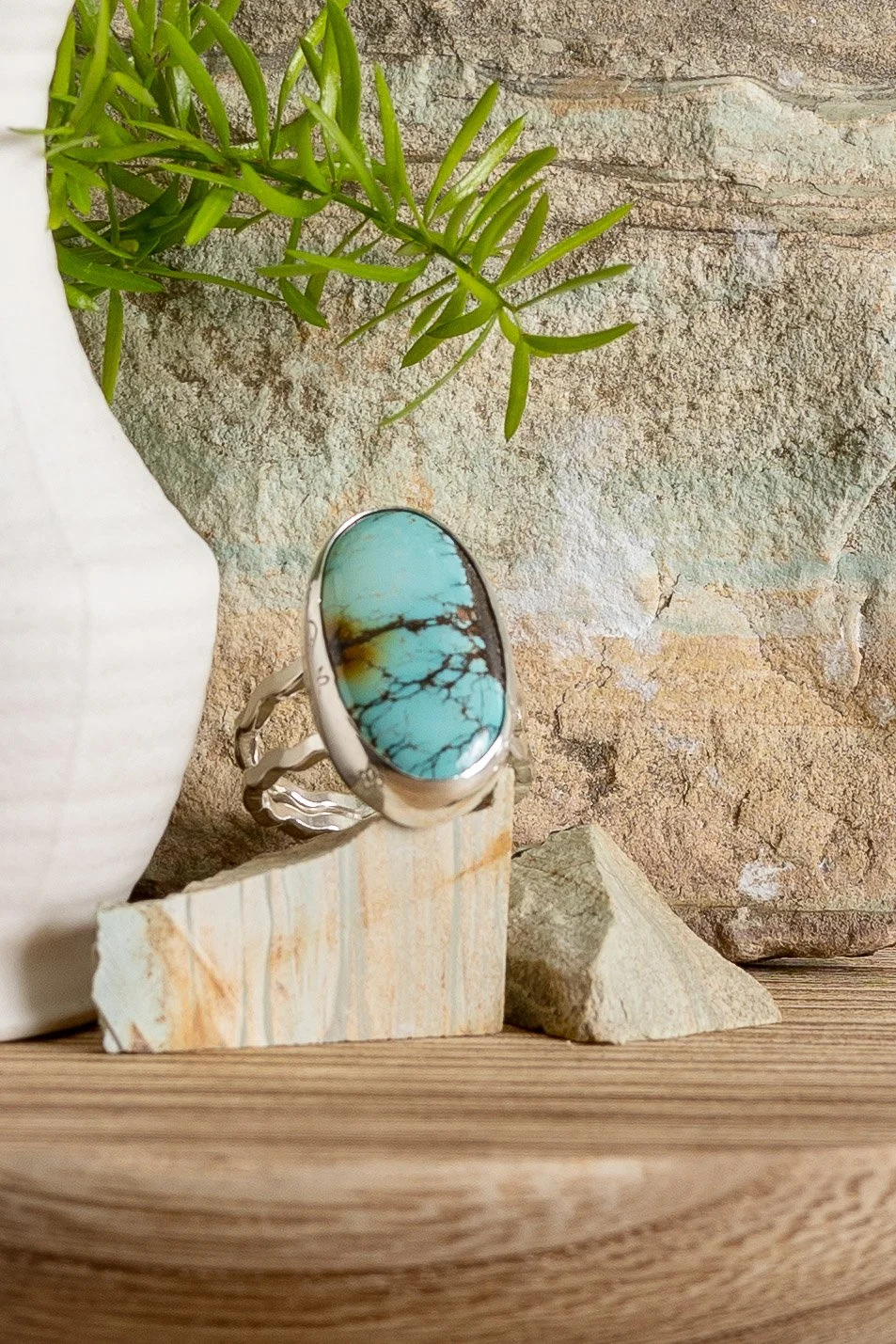 Blue Moon Turquoise Oval Ring in Sterling Silver