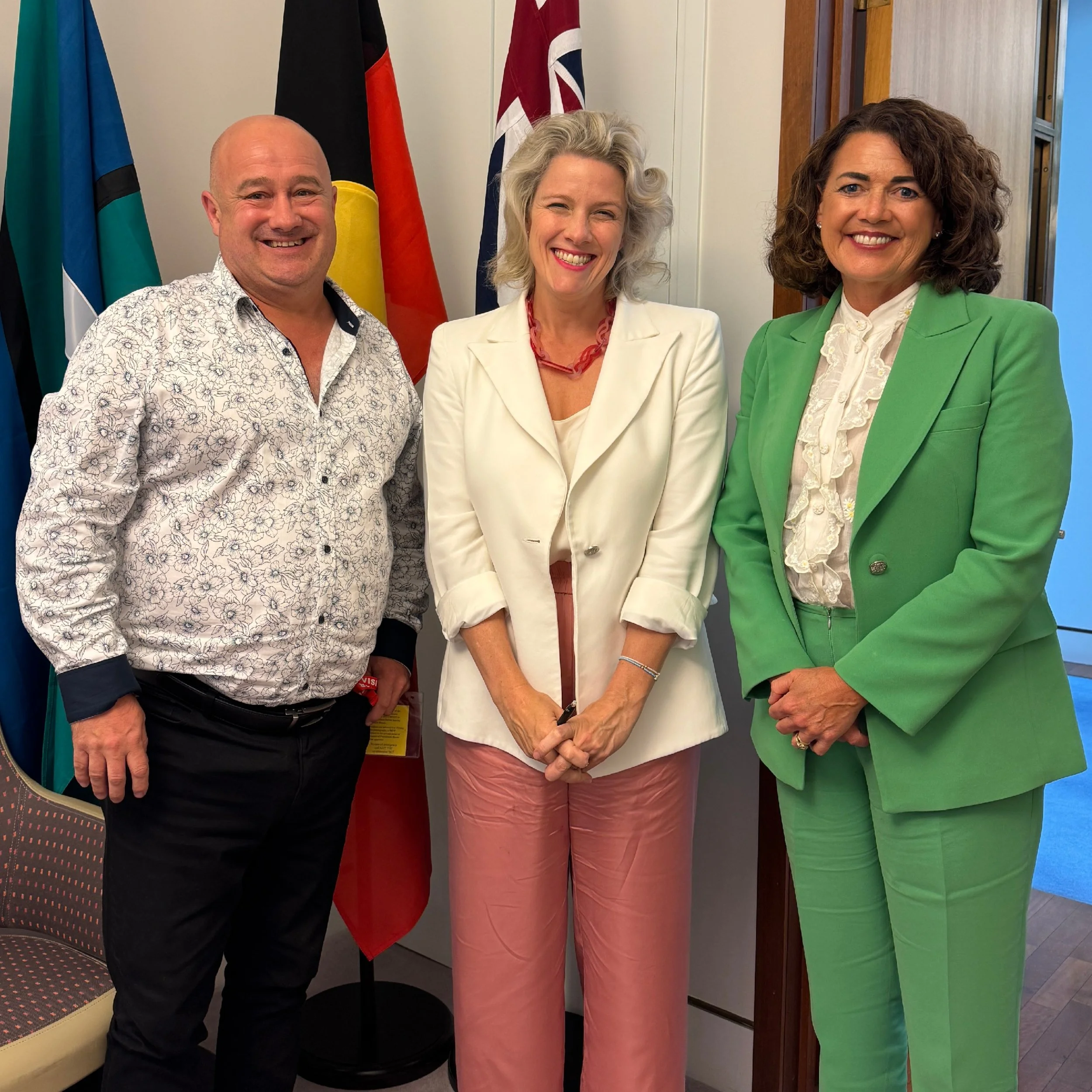  PUCV Deputy Chair Cr Brett Tessari with Minister for Housing and Homelessness Clare O’Neil and Member for Corangamite Libby Coker. 