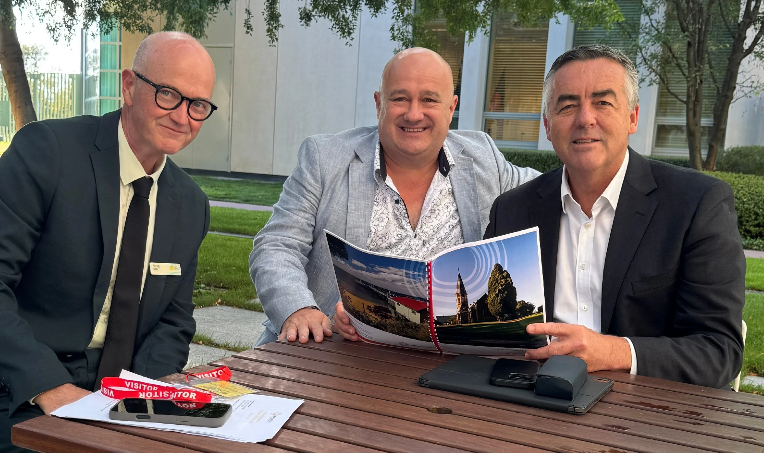  From left: Bass Coast Shire CEO Greg Box, PUCV Deputy Chair Cr Brett Tessari and Shadow Minister for Regional Development, Local Government and Territories Darren Chester. 