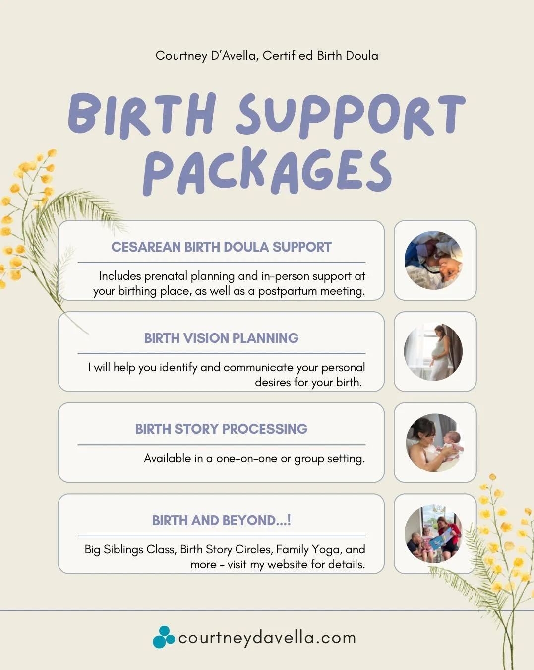 So many ways I can support you! 🤰Visit my website for more info., and let&rsquo;s chat to see if we might be a good fit! courtneydavella.com/birth-beyond