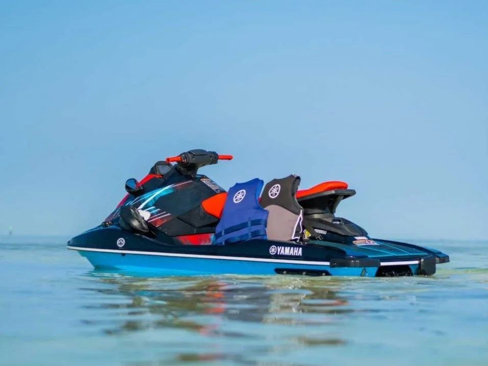 Sunny Bay Rentals Yamaha jet ski floating on Sarasota Bay.