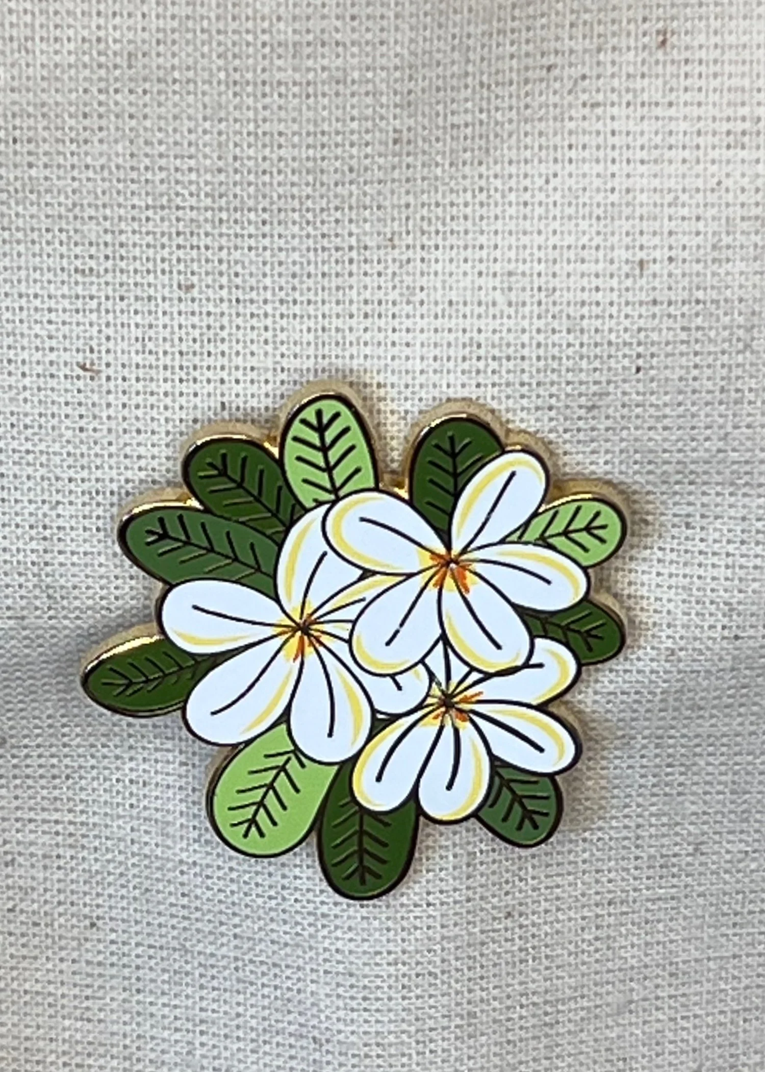 Plumeria Enamel Pin — Spiky but Sweet Handbags & Accessories