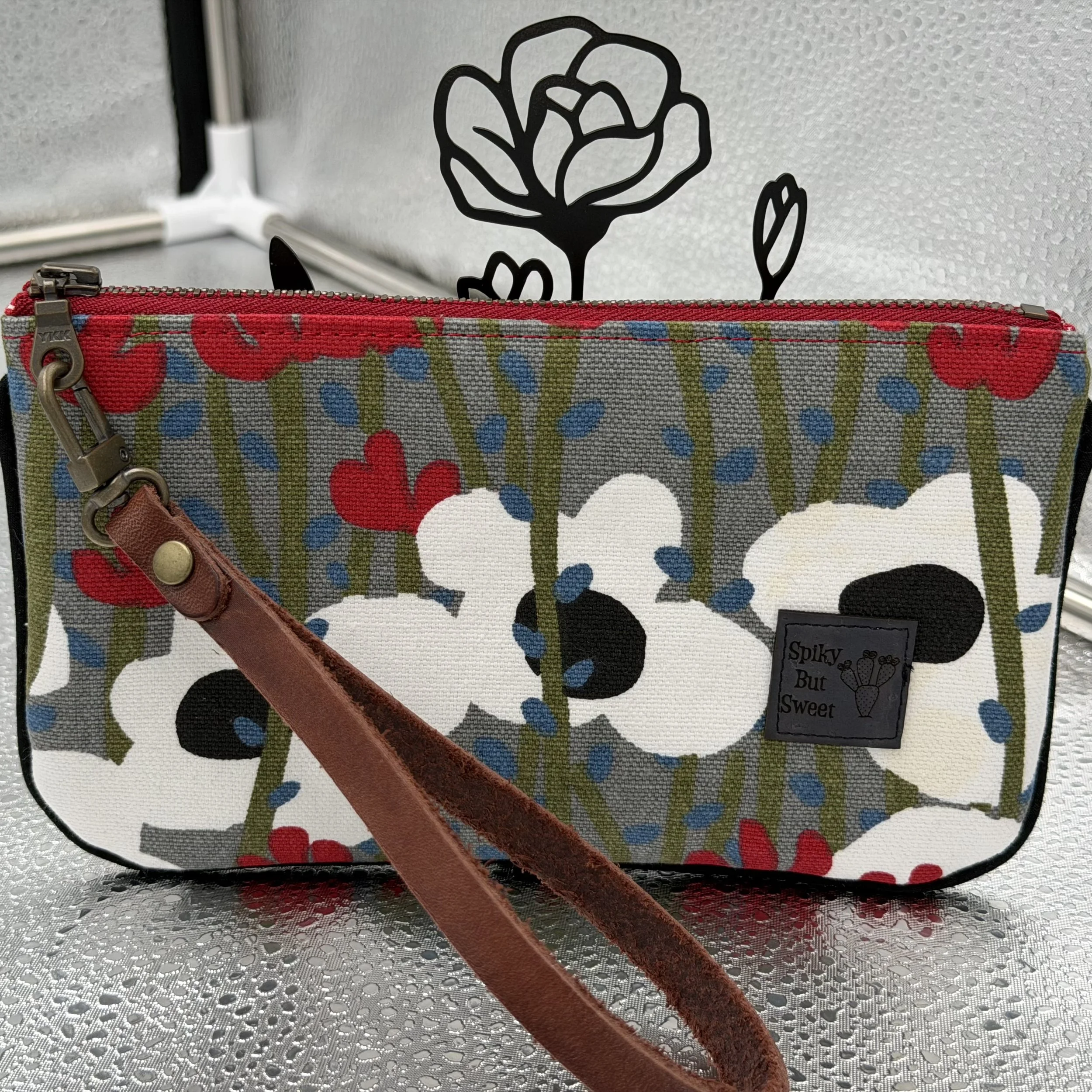 Bold Floral Cotton Canvas Wristlet (small)