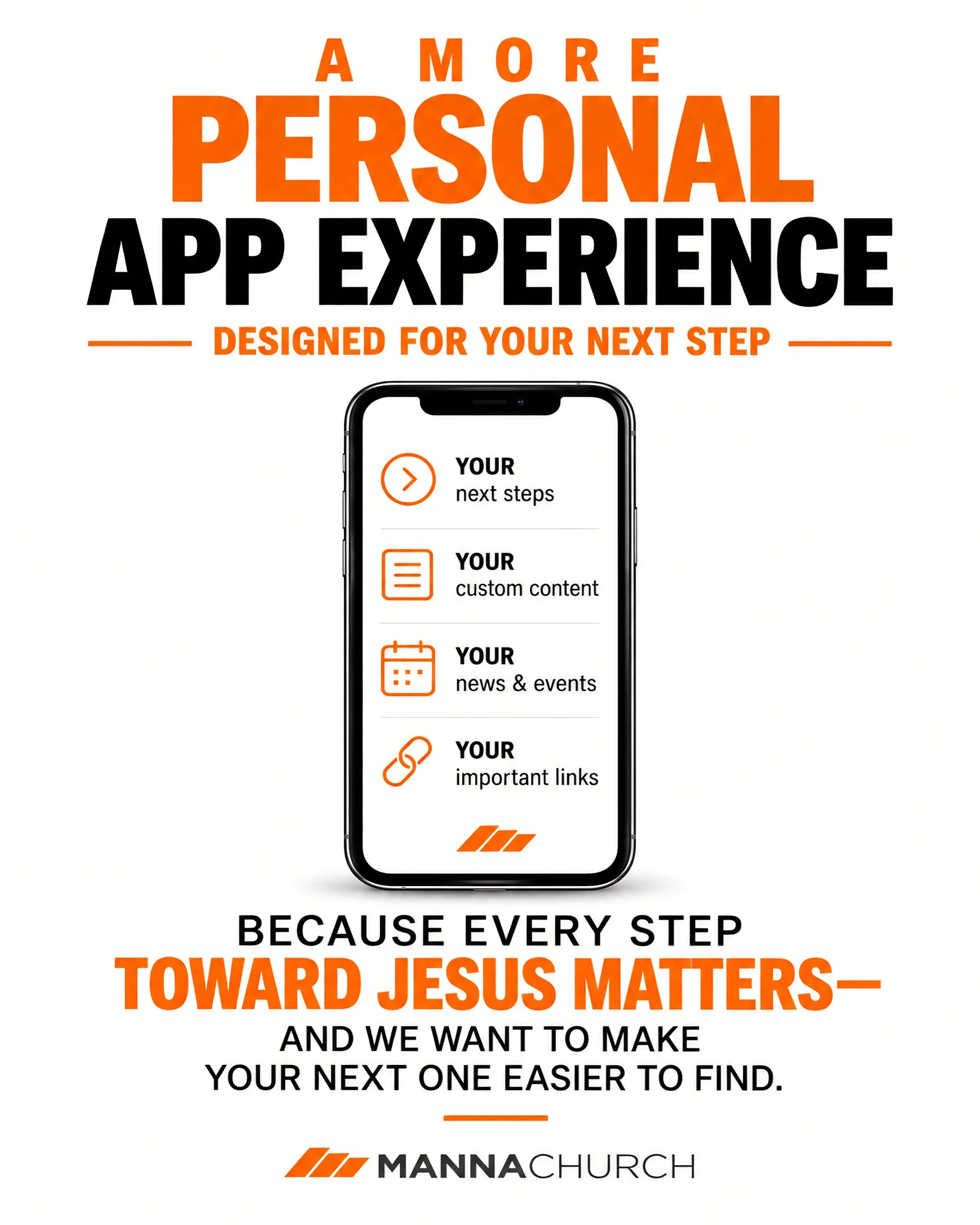 &ldquo;Anything that leads us closer to Jesus is worth our attention. 🙌
Introducing your personalized Manna Church app dashboard.
We believe world change happens one person at a time&mdash;as we encounter Jesus, find community, discover our gifts, a