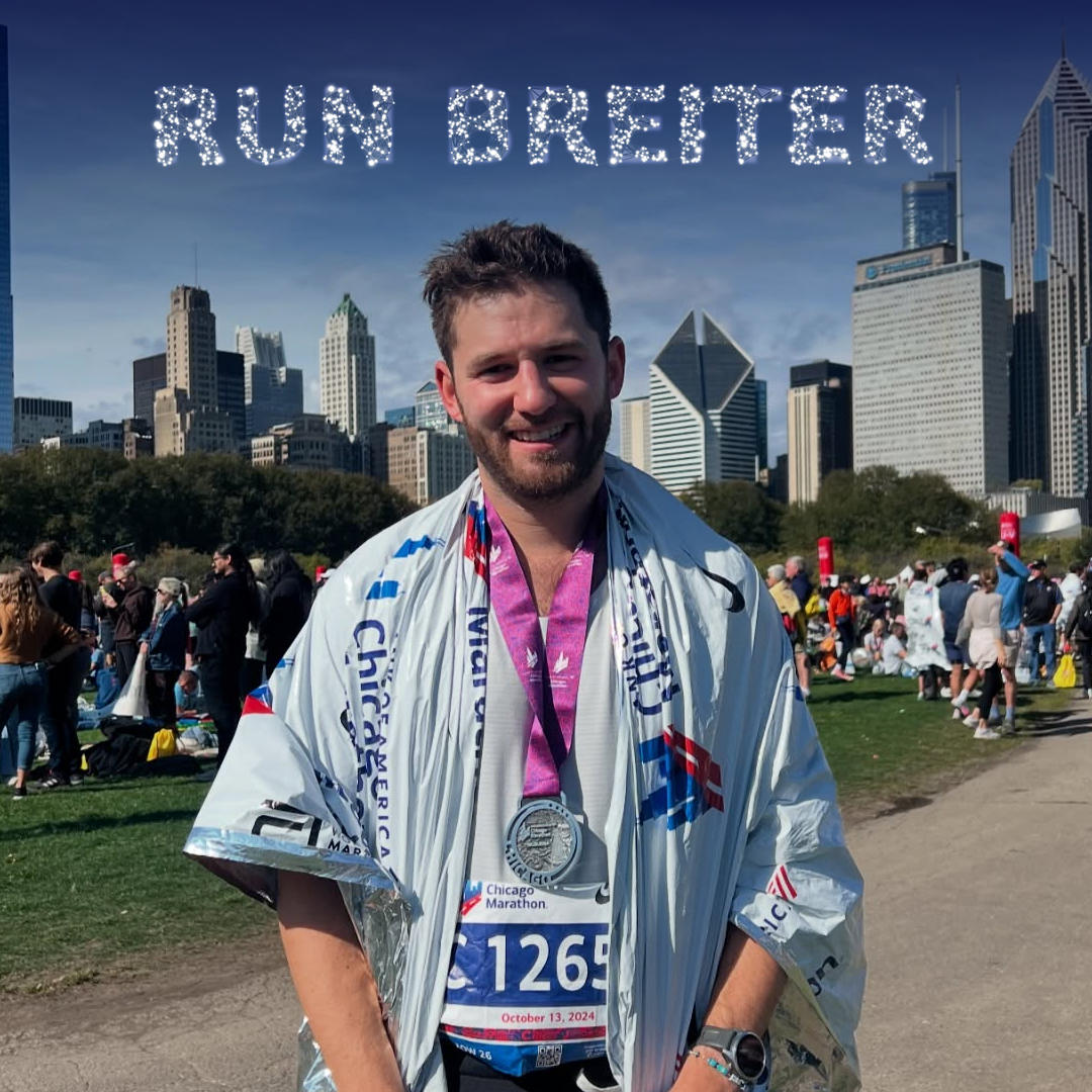 Coach Sam Breiter, Founder and Lead Coach of Run Breiter, after the Chicago Marathon