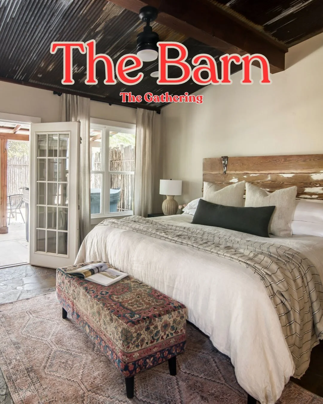 Vaulted ceilings, a private courtyard, and a hot tub under the Texas stars. The Barn is Hill Country comfort at its finest ✨