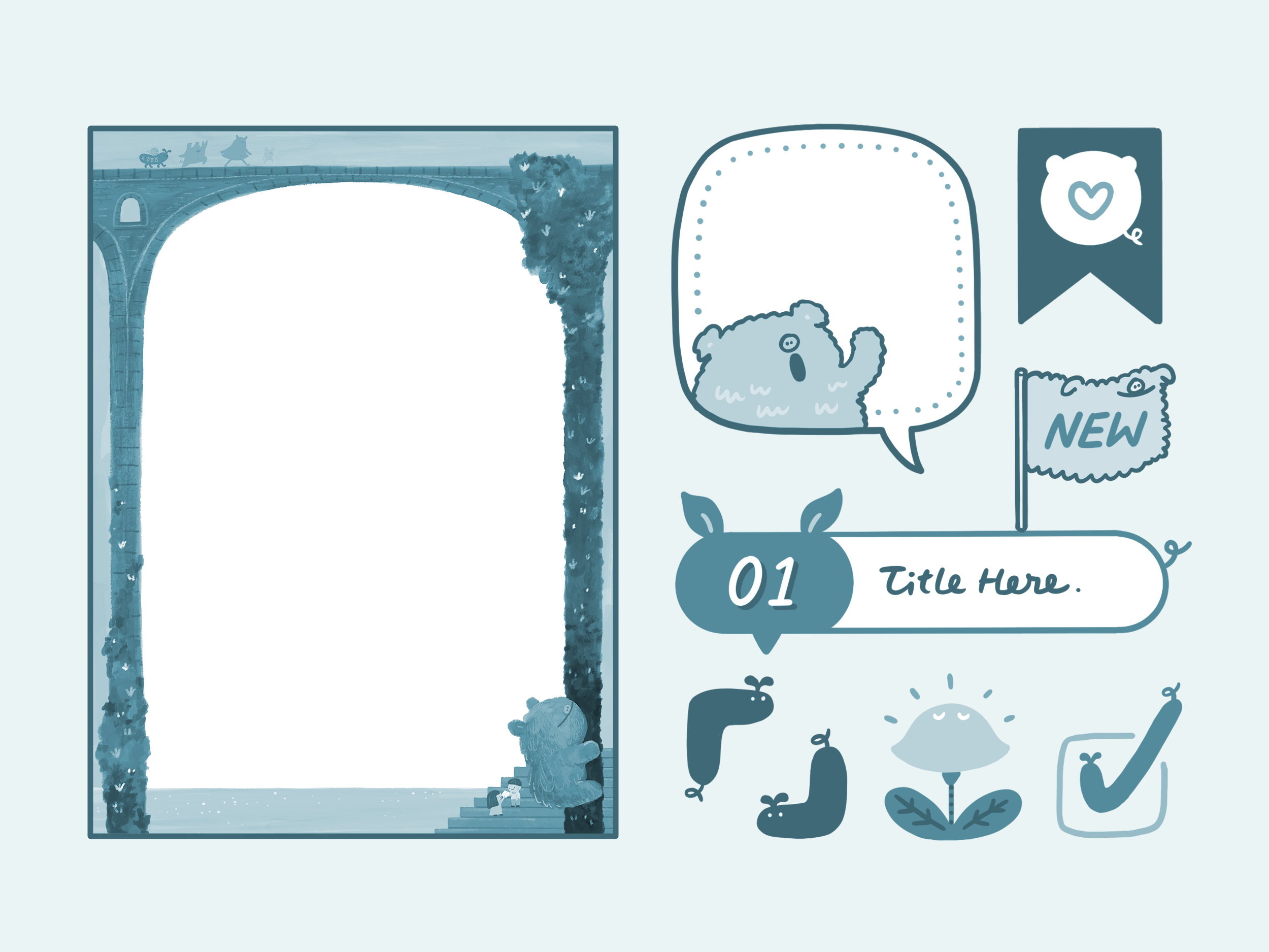 Pigaboo borders and labels illustration
