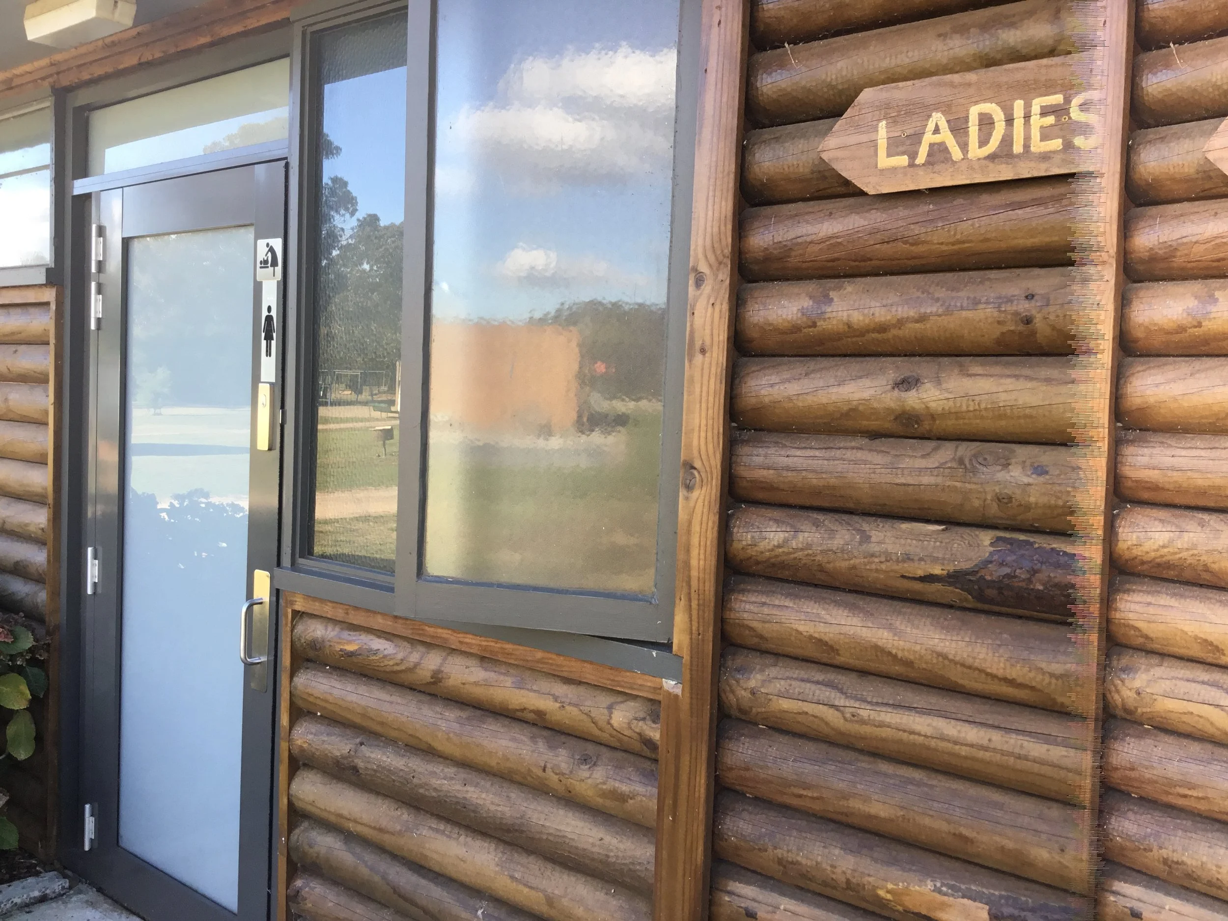 Modern, clean amenities building. 