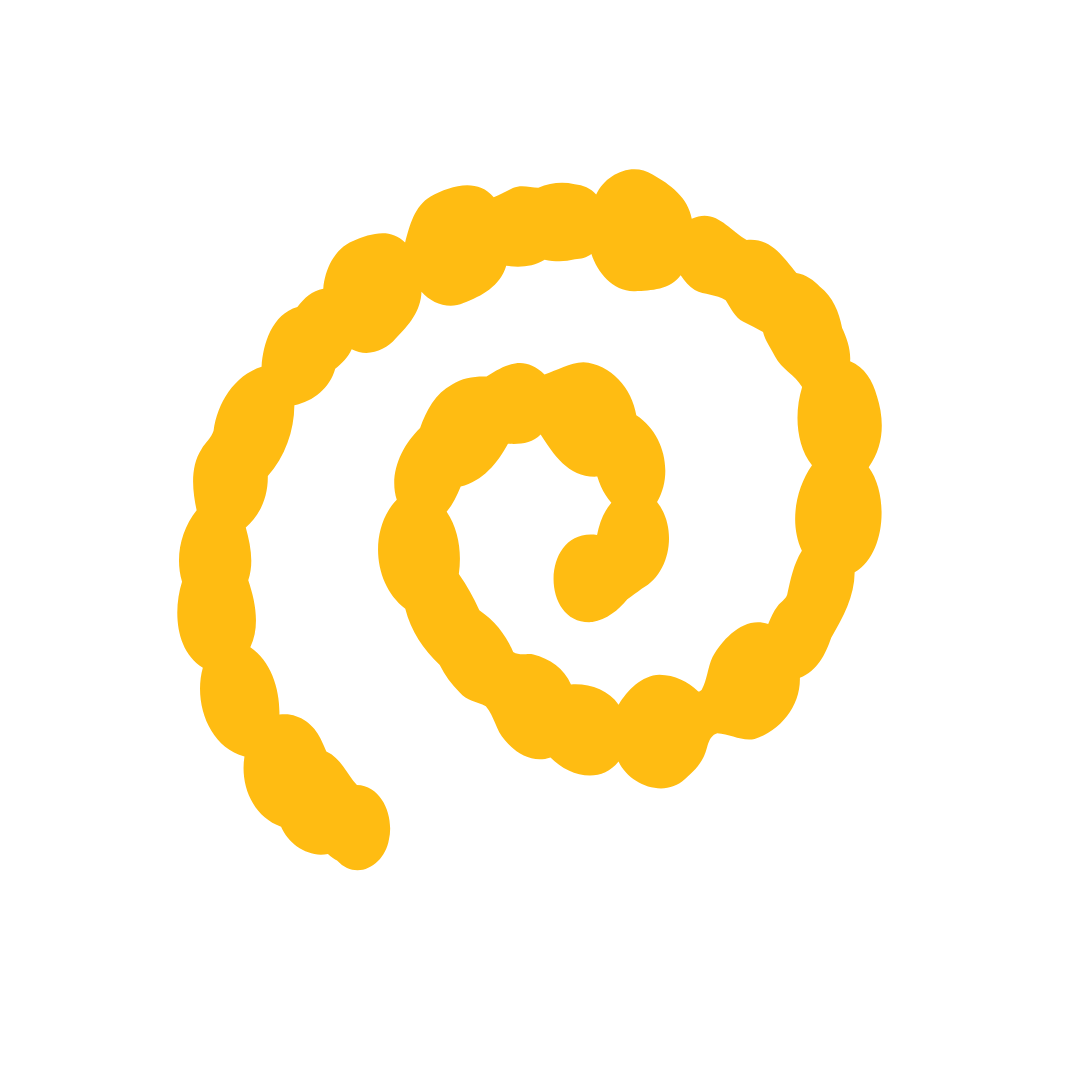 Illustration of a curled, yellow line resembling a worm or spiral on a black background.