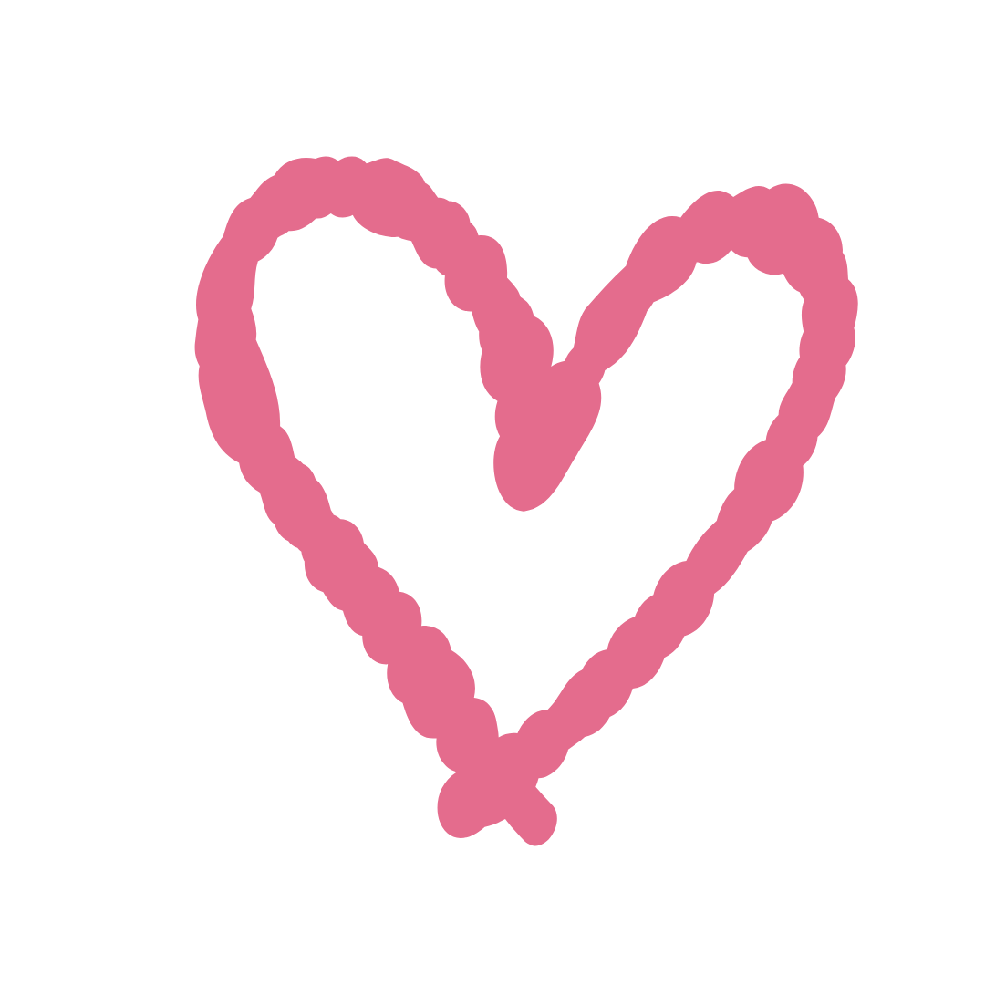A white heart with a pink outline in the shape of a female reproductive system.