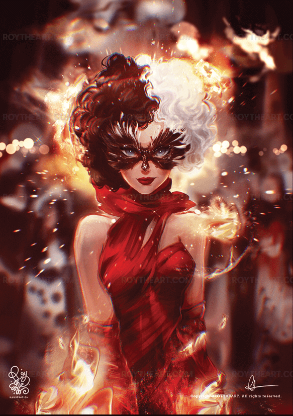 open lace back dress Cosplay Cruella de Vil outfits / Emma Stone / red dress / evening dres   GNG Cosplay