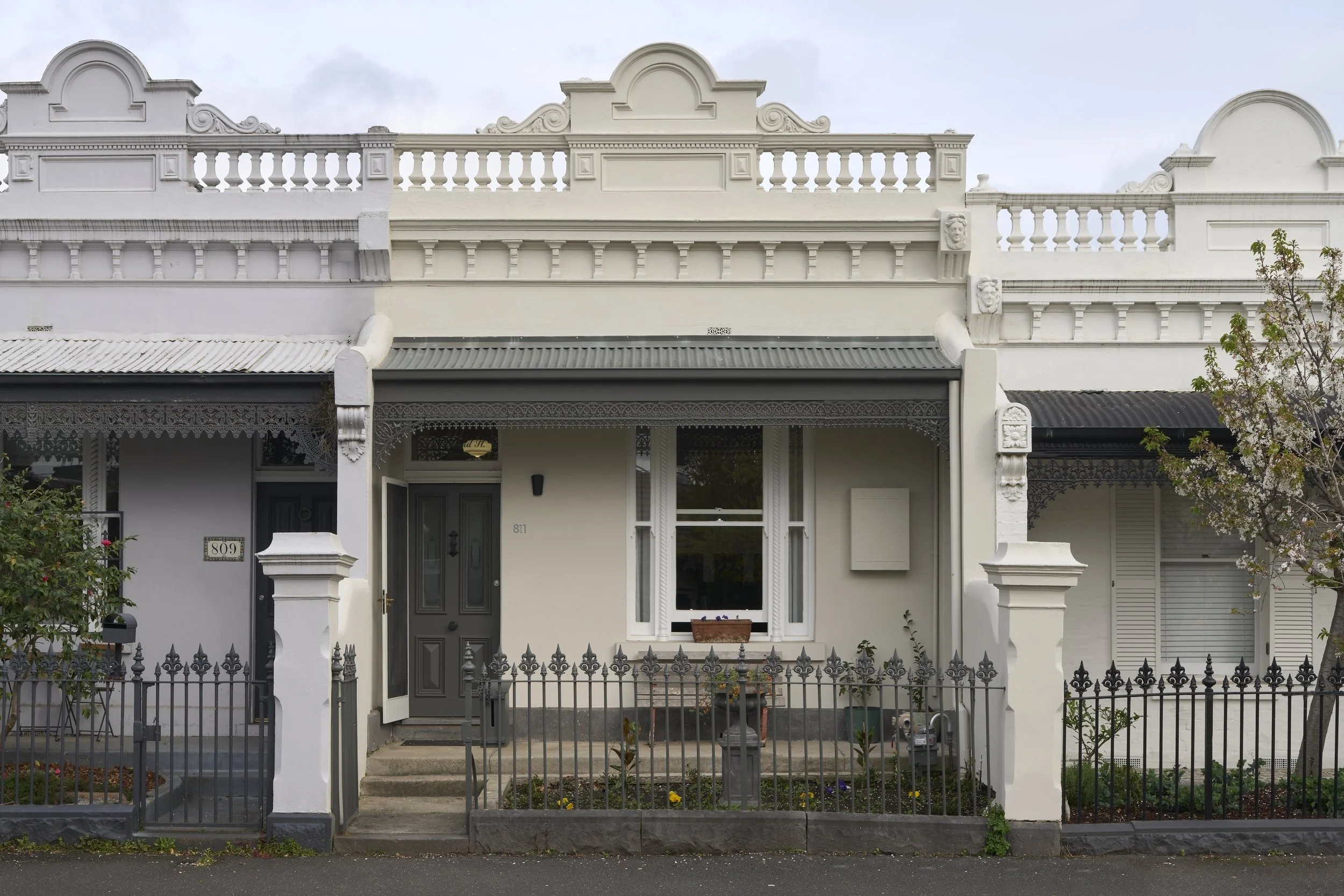 Carlton North House Victorian terrace facade with iron palisade fence
