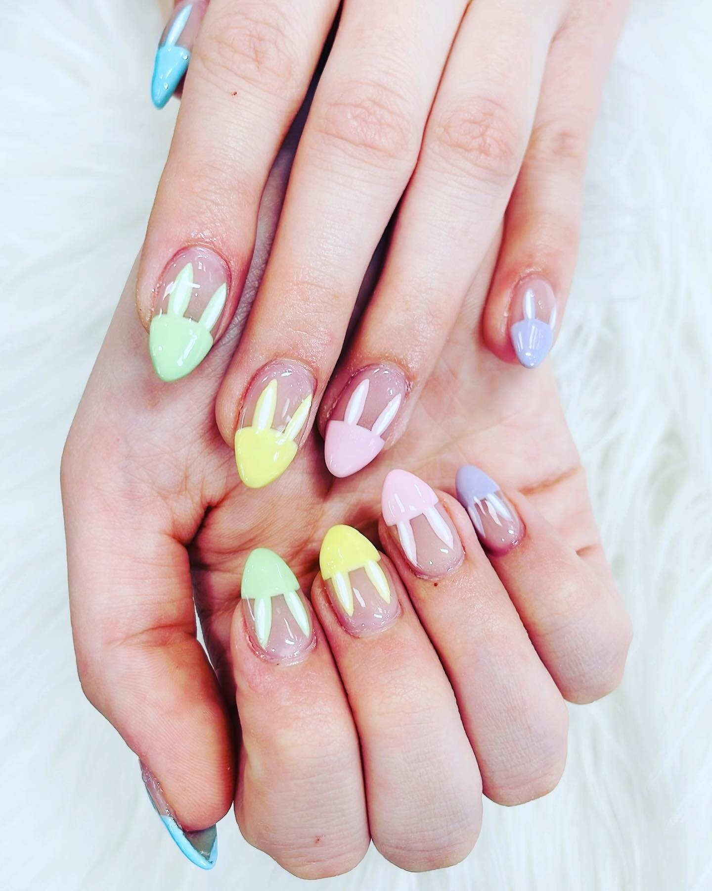 Lowry nail spa!  303-321-2155.  Happy Easter to everyone!  #easter #easternails #acrylicnails #dip #denvernails #lowry #coloradonails