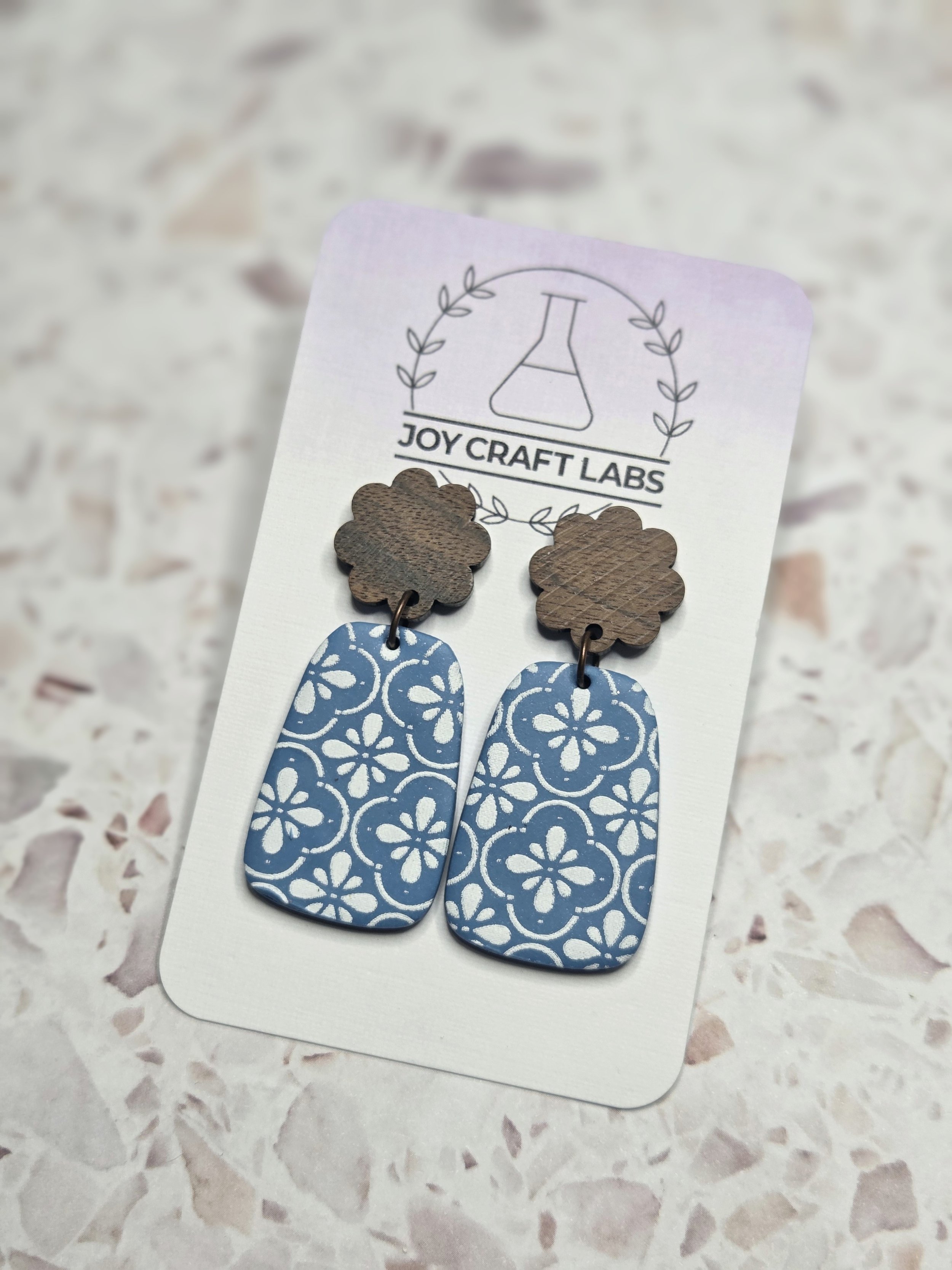 Floral Tile Oblong Dangles