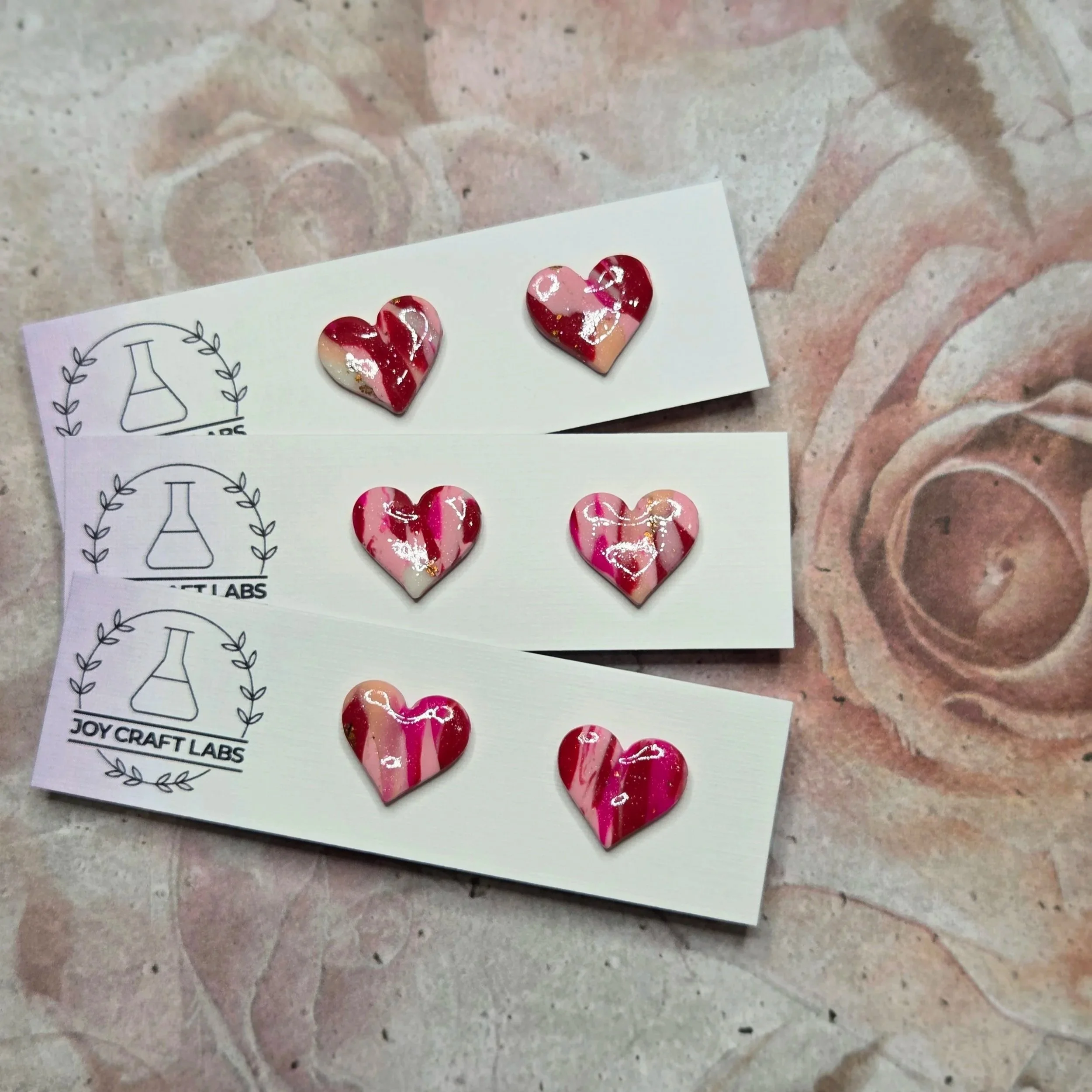 Marbled Heart Studs