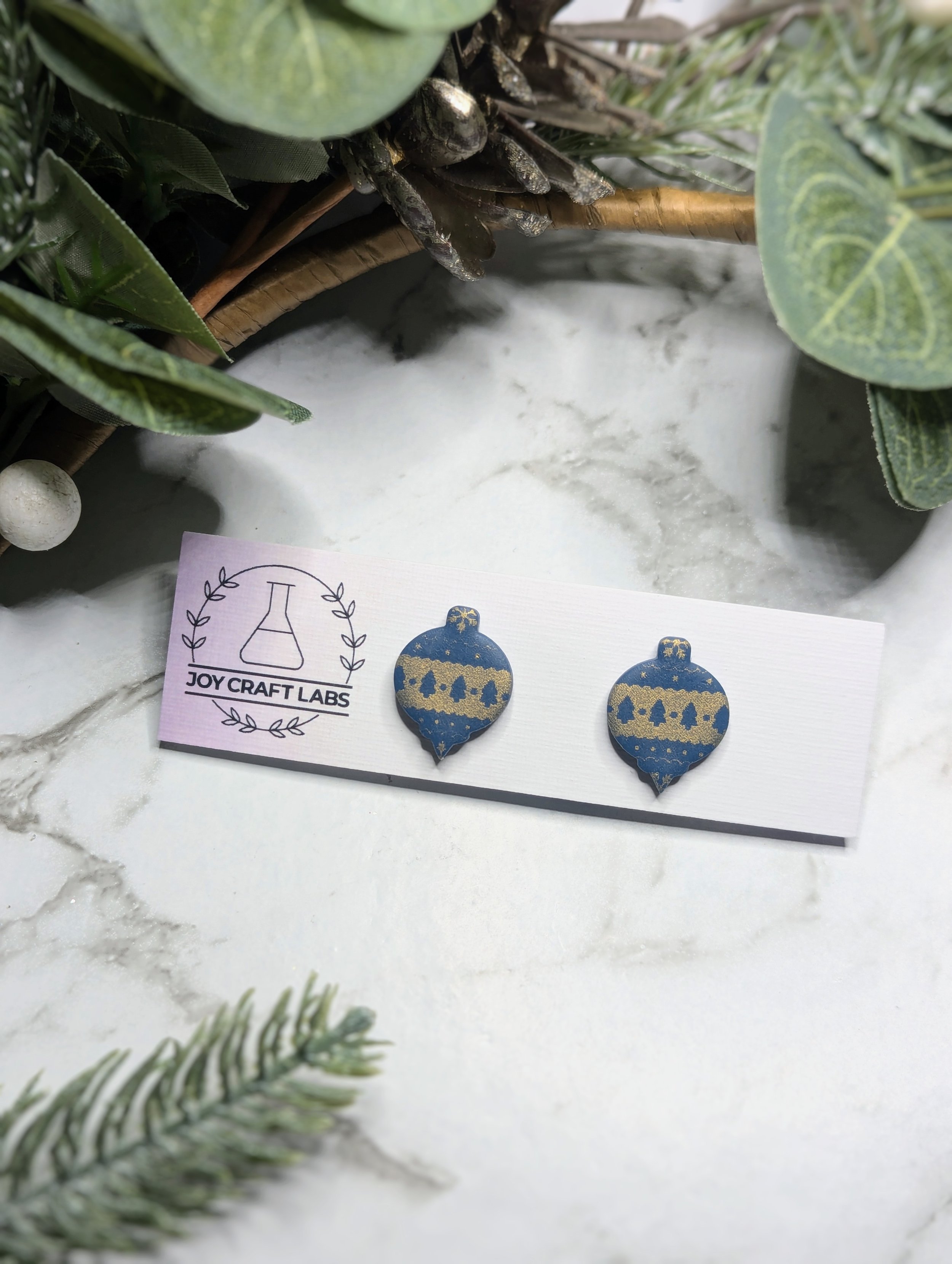 Navy Bauble Studs