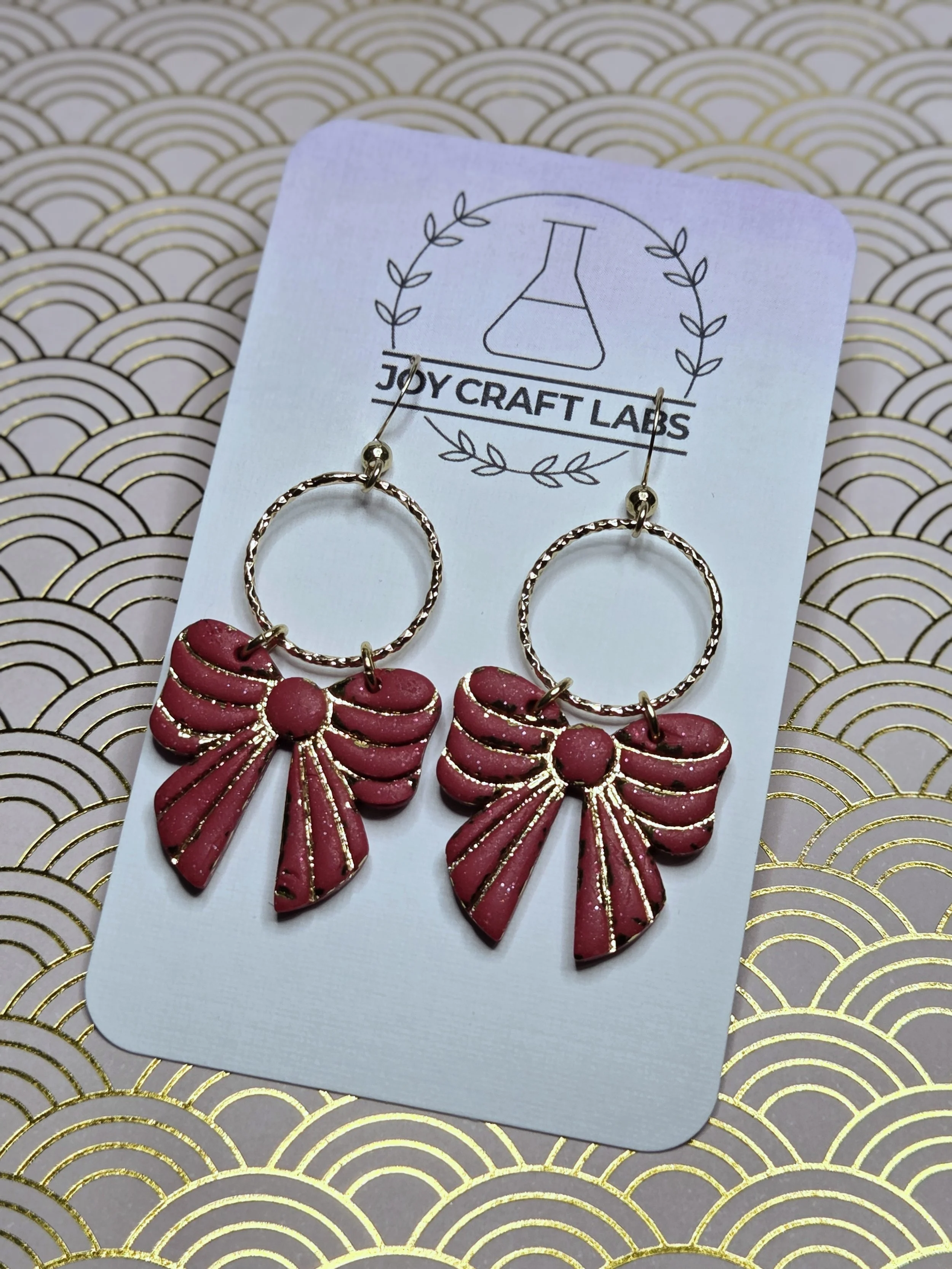 Embossed Bow Dangles