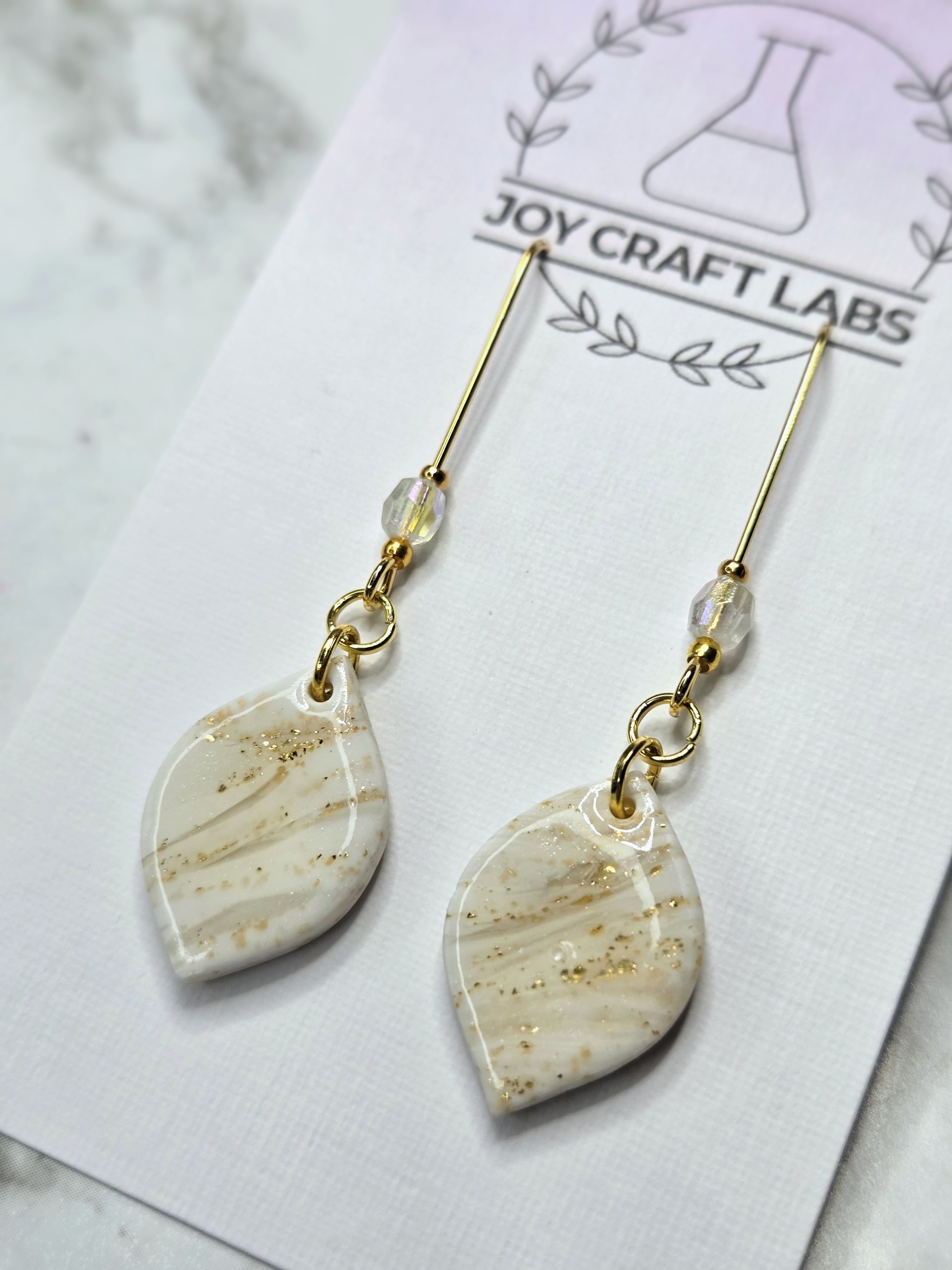 White Quartz Beaded Marquise Drops