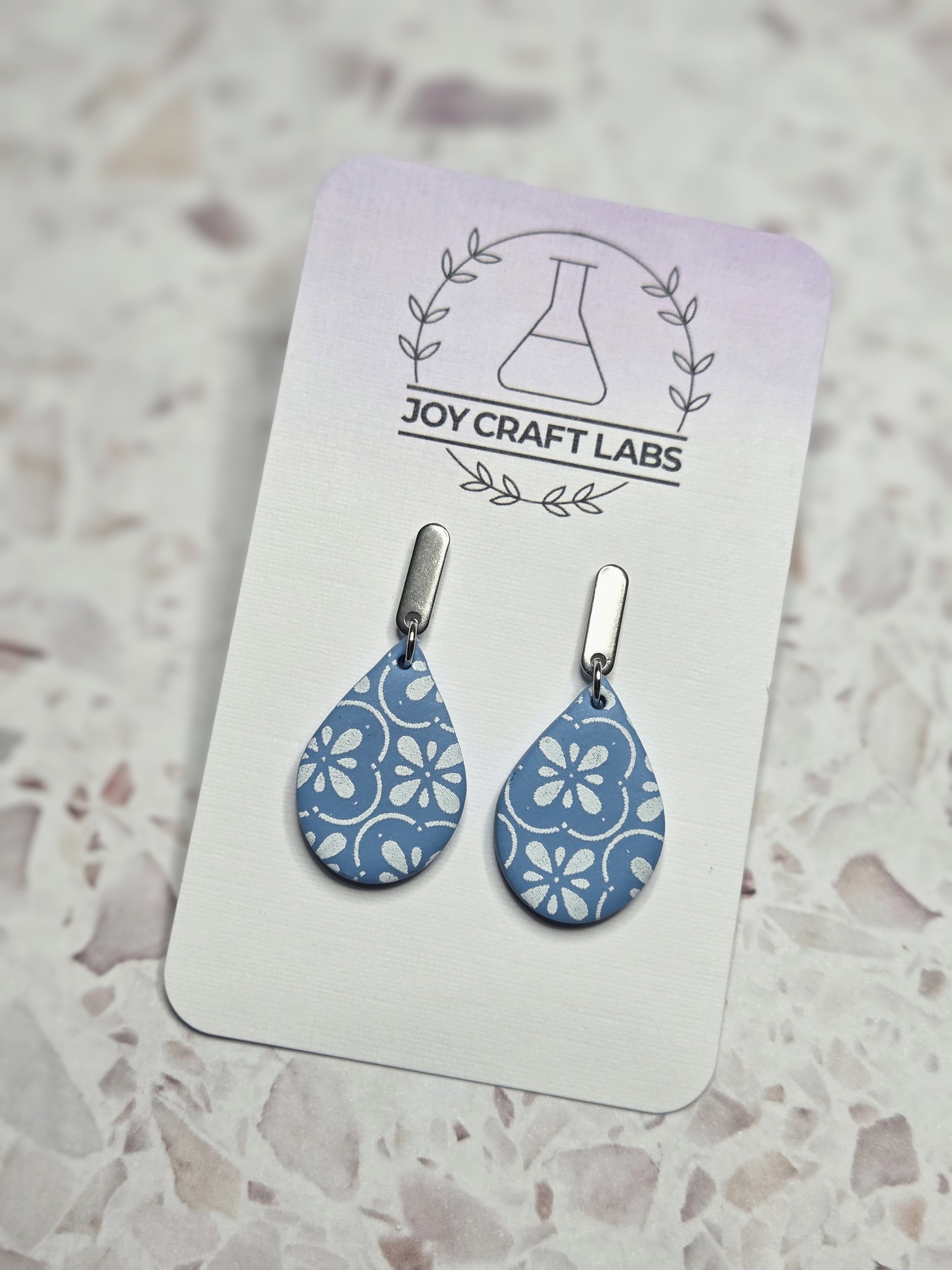 Floral Tile Teardrop Dangles