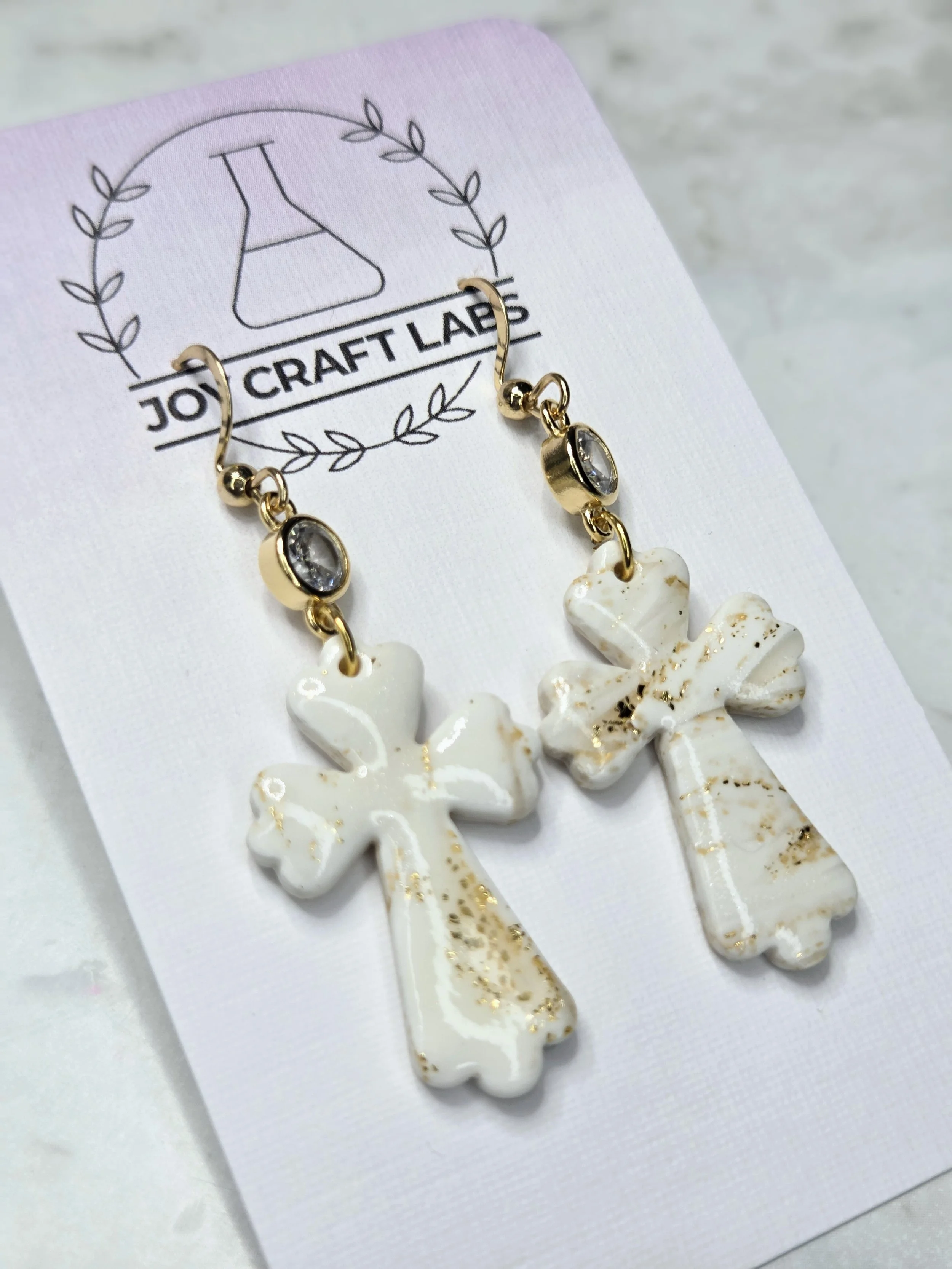 Marbled Cross Charm Dangles
