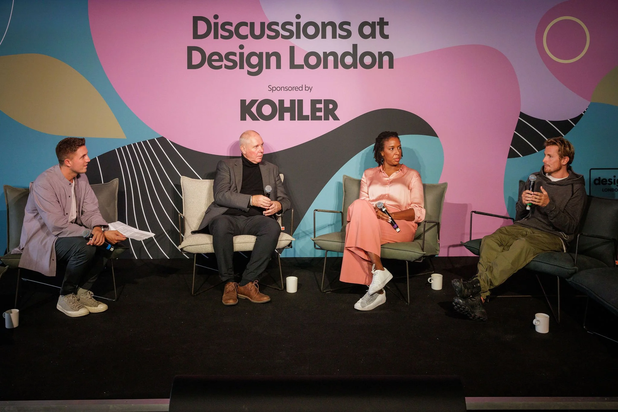 Roddy Clarke chairing a discussion with Håkan (second from left) at Design London with two other speakers