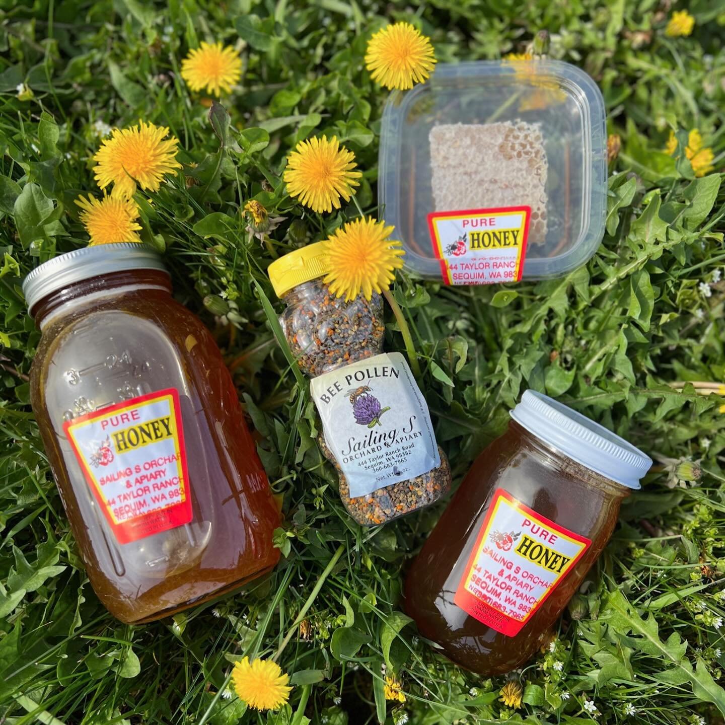 In need of sweetening up? Look no further than Sailing S Honey from the Sequim orchard &amp; apiary. We&rsquo;ve got golden jars of their delectable honey available in various sizes to enhance your eats. Look for their raw comb and bee pollen too! Dr